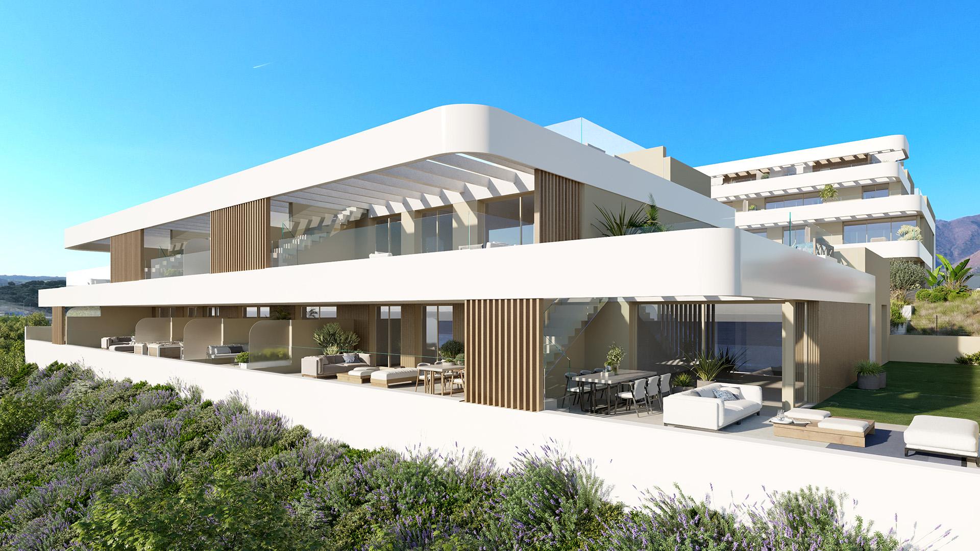 Aerial or street-level view of new-build development in Arroyo Vaquero, Estepona
