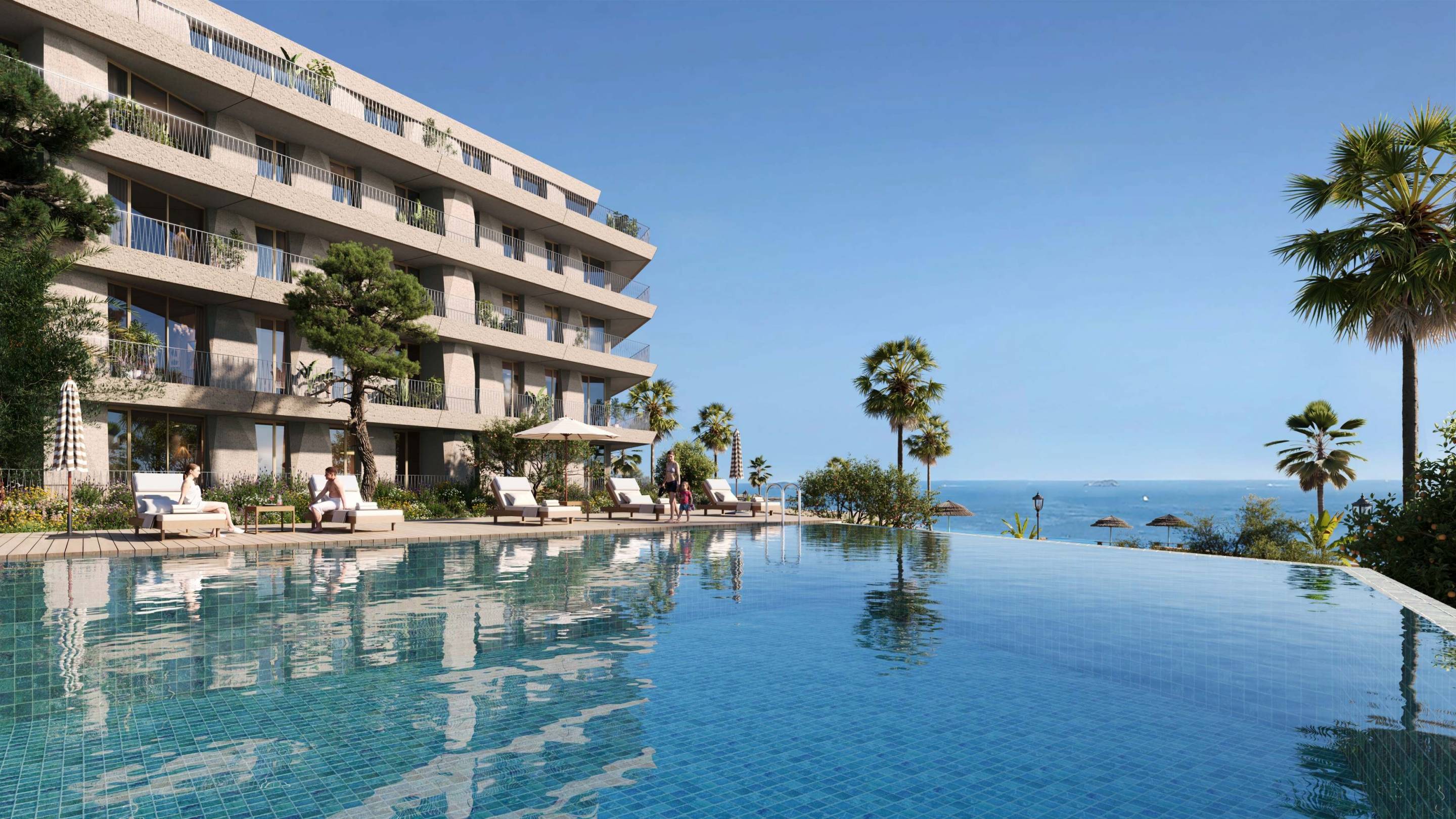 Communal pool area of residential development, Puerto de la Duquesa
