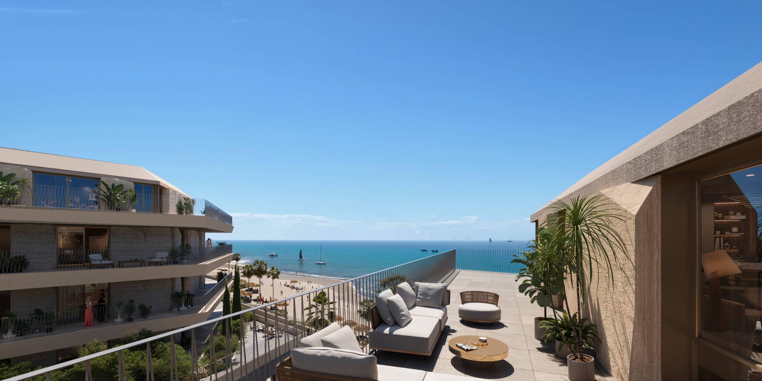 Hallway with porcelain floor tiles, 4-bedroom apartment, Puerto de la Duquesa