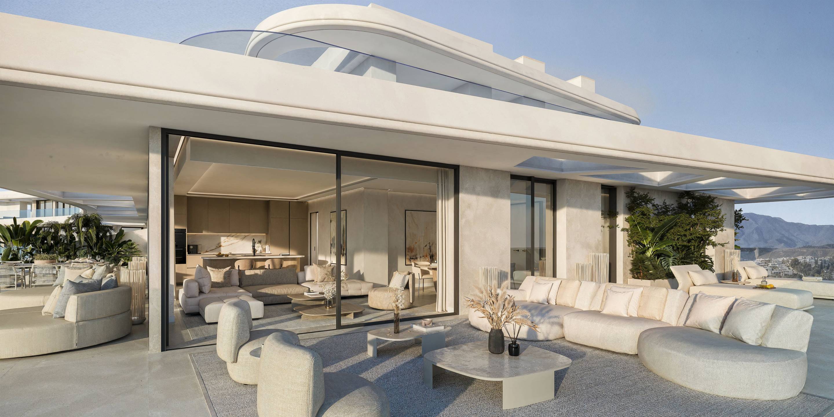 Communal garden and landscaping in new-build complex, Los Flamingos, Estepona