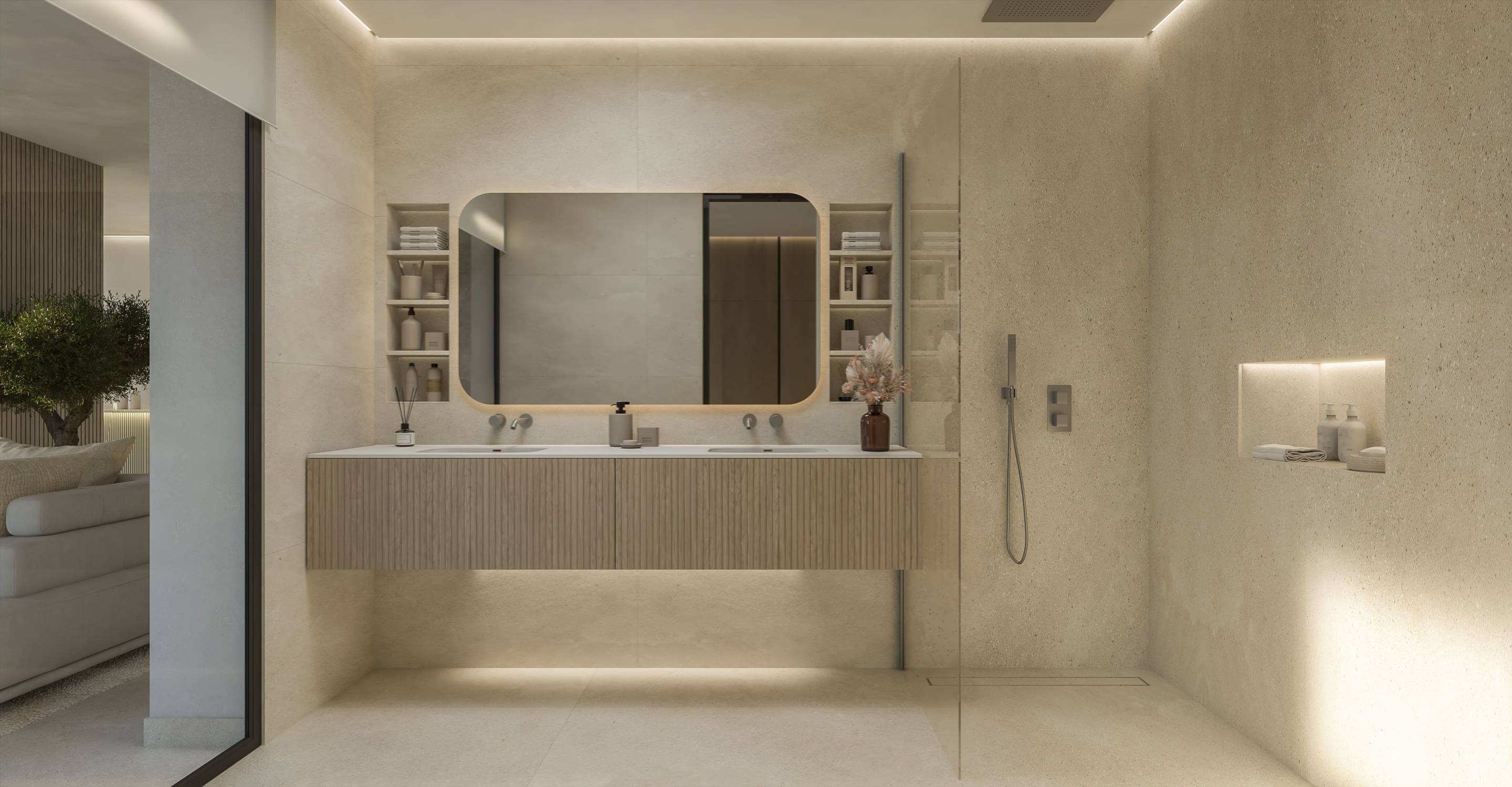 Lift lobby in new-build apartment complex, Los Flamingos, Estepona