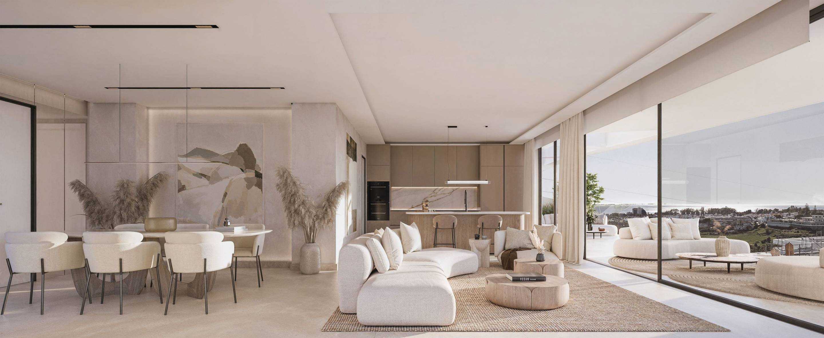 Balcony with glass balustrade in new-build apartment, Los Flamingos, Estepona