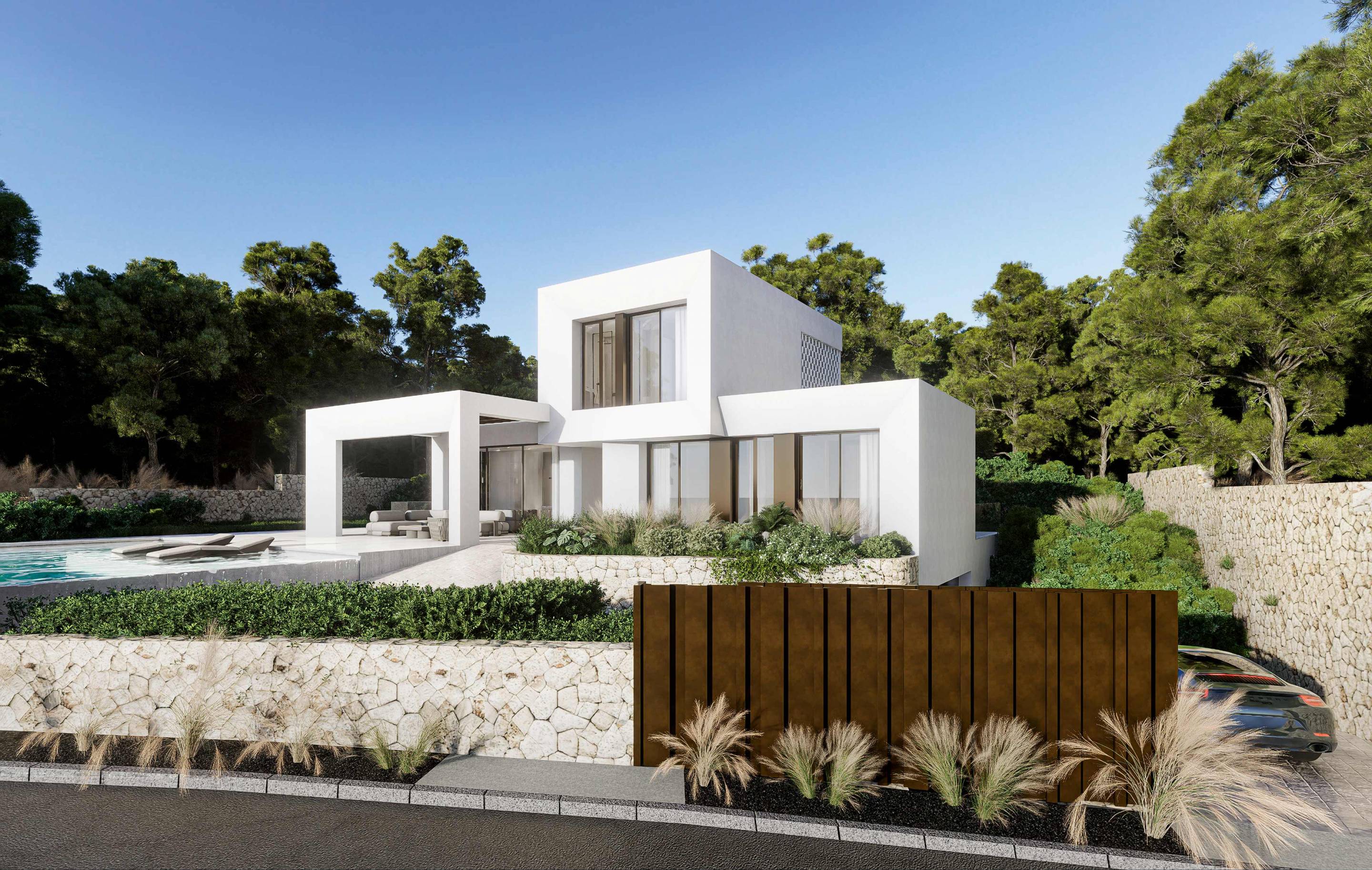 Built-in wardrobe interior in bedroom, new-build villa Las Colinas Golf