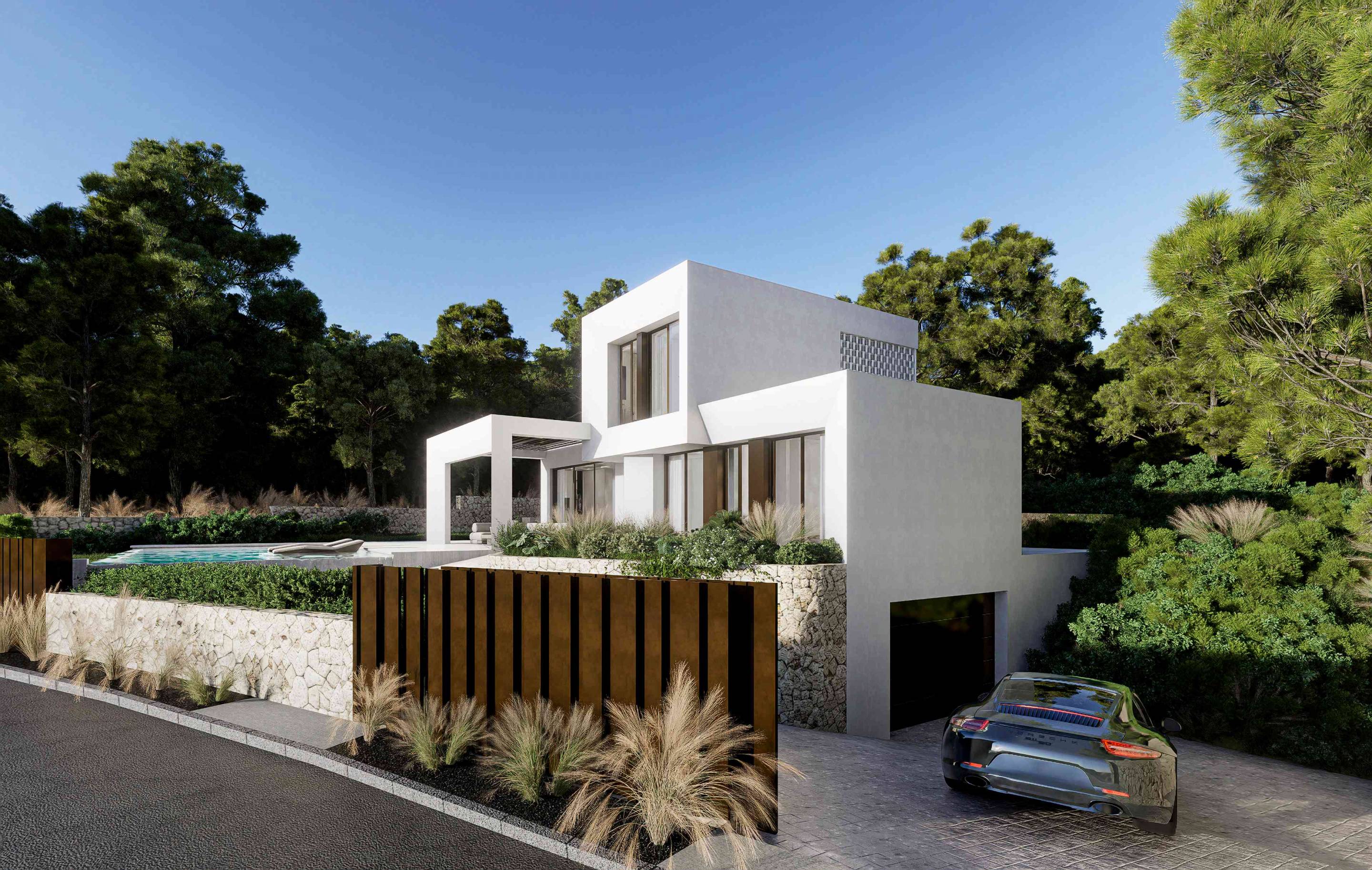 Fitted kitchen with white units in 3-bedroom new-build villa, Las Colinas Golf