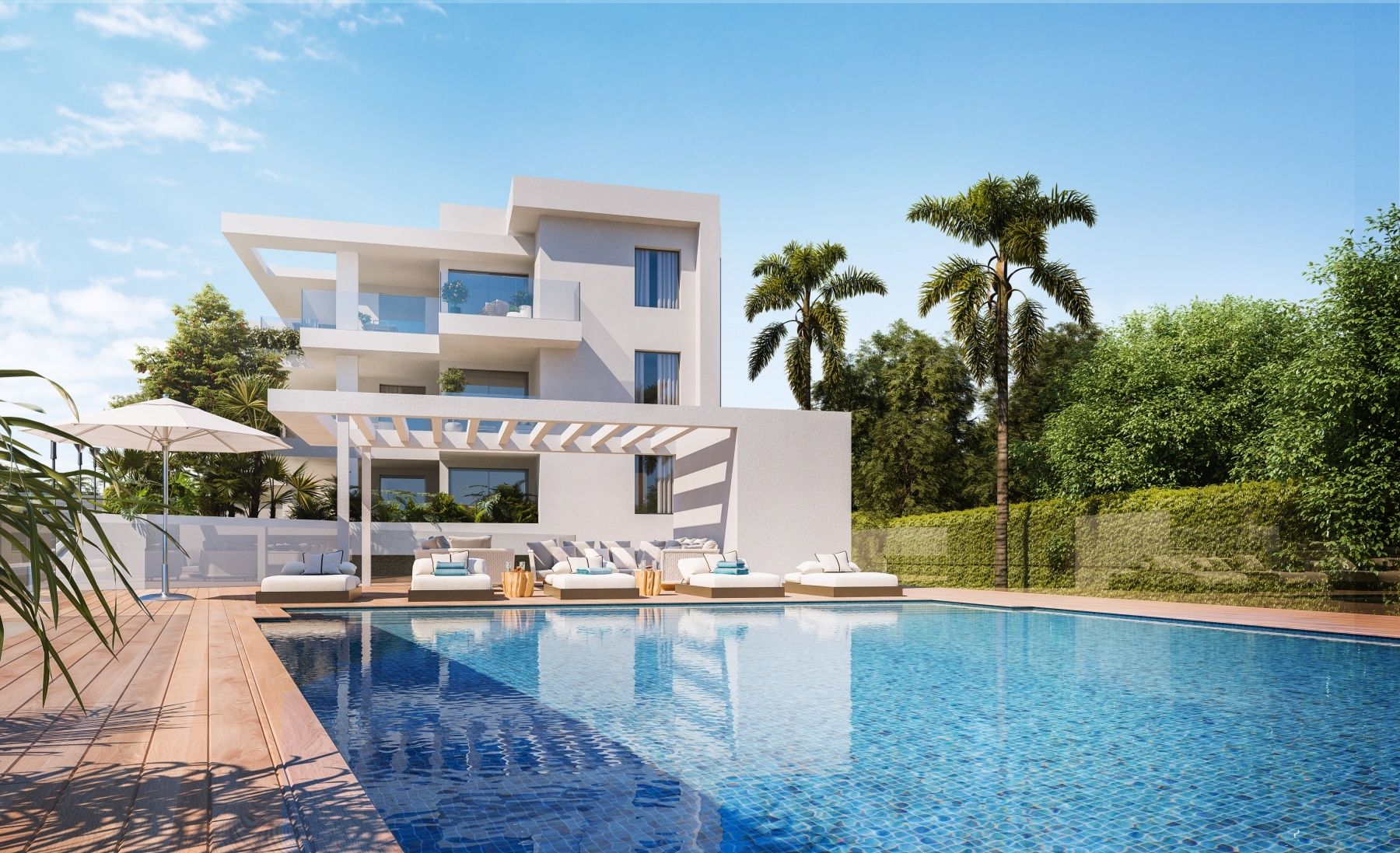 Communal solarium with sun lounger space, El Higuerón development, Fuengirola