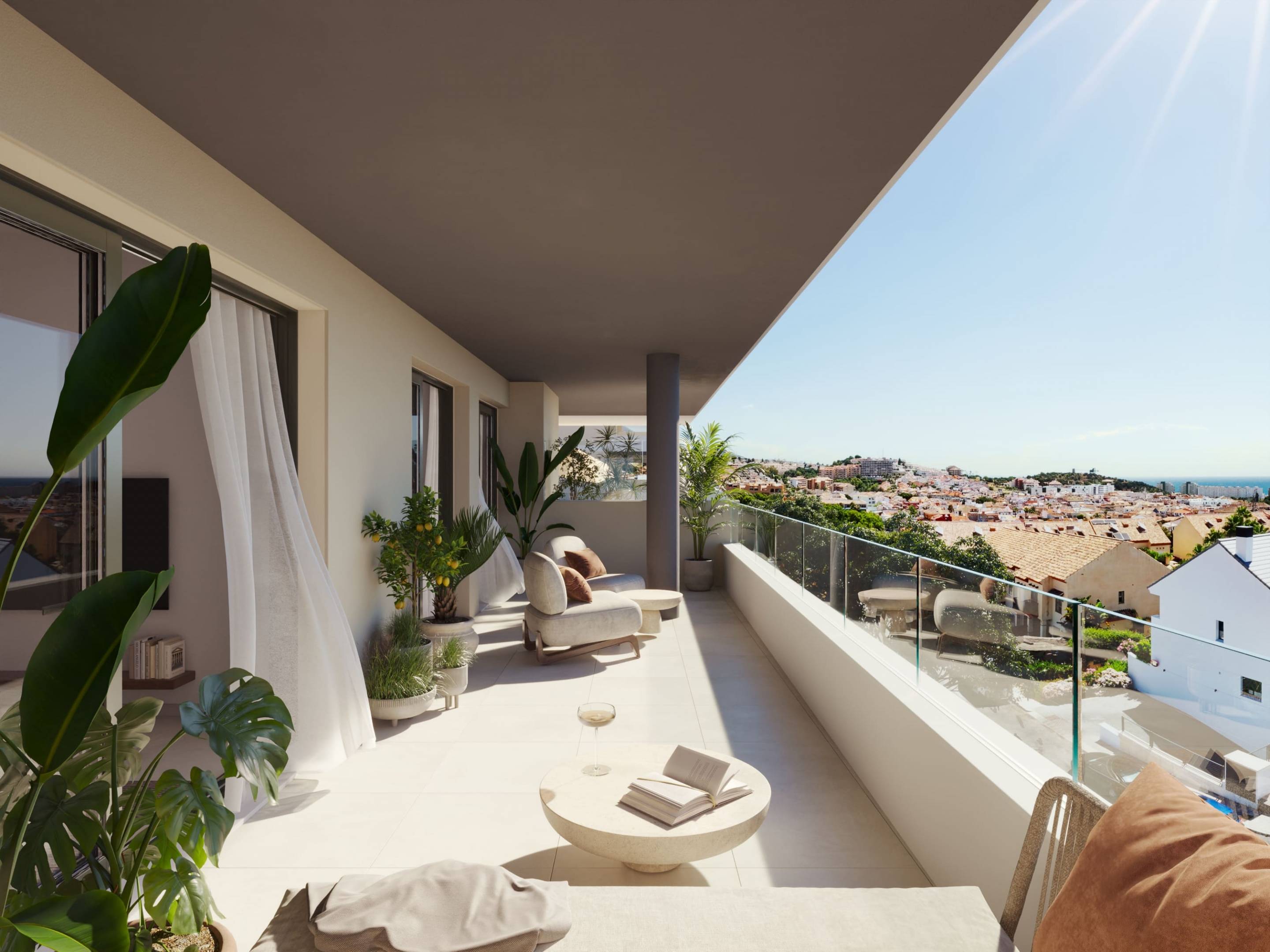 Hallway showing interior layout of 2-bedroom new-build apartment, Los Boliches, Fuengirola