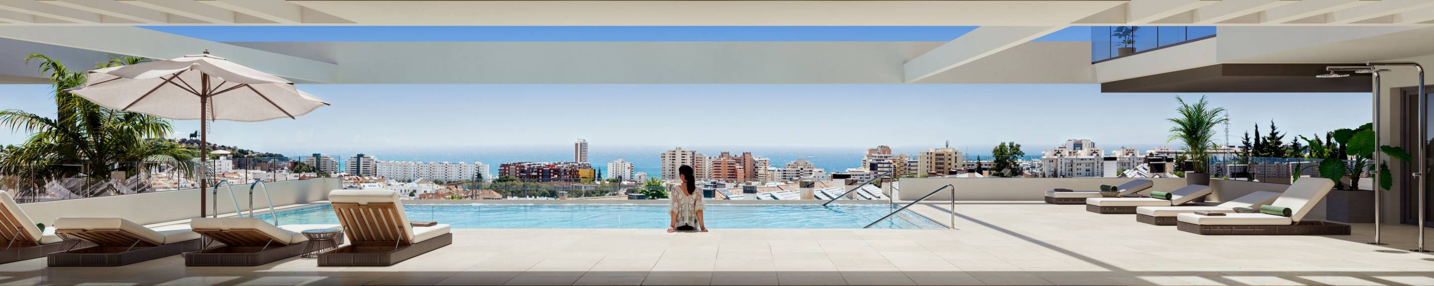 Main bedroom with built-in wardrobes in 2-bedroom new-build apartment, Los Boliches, Fuengirola