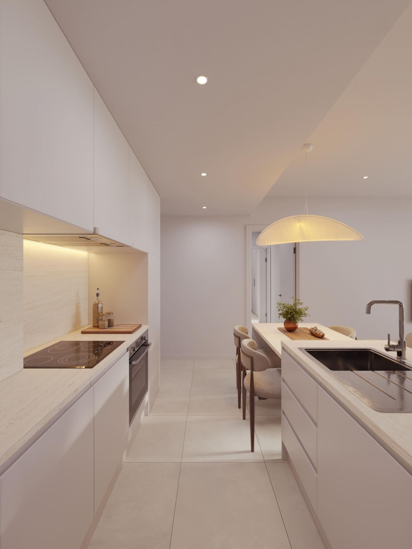 Bathroom with fitted units and tiling in 2-bedroom new-build apartment, Los Boliches