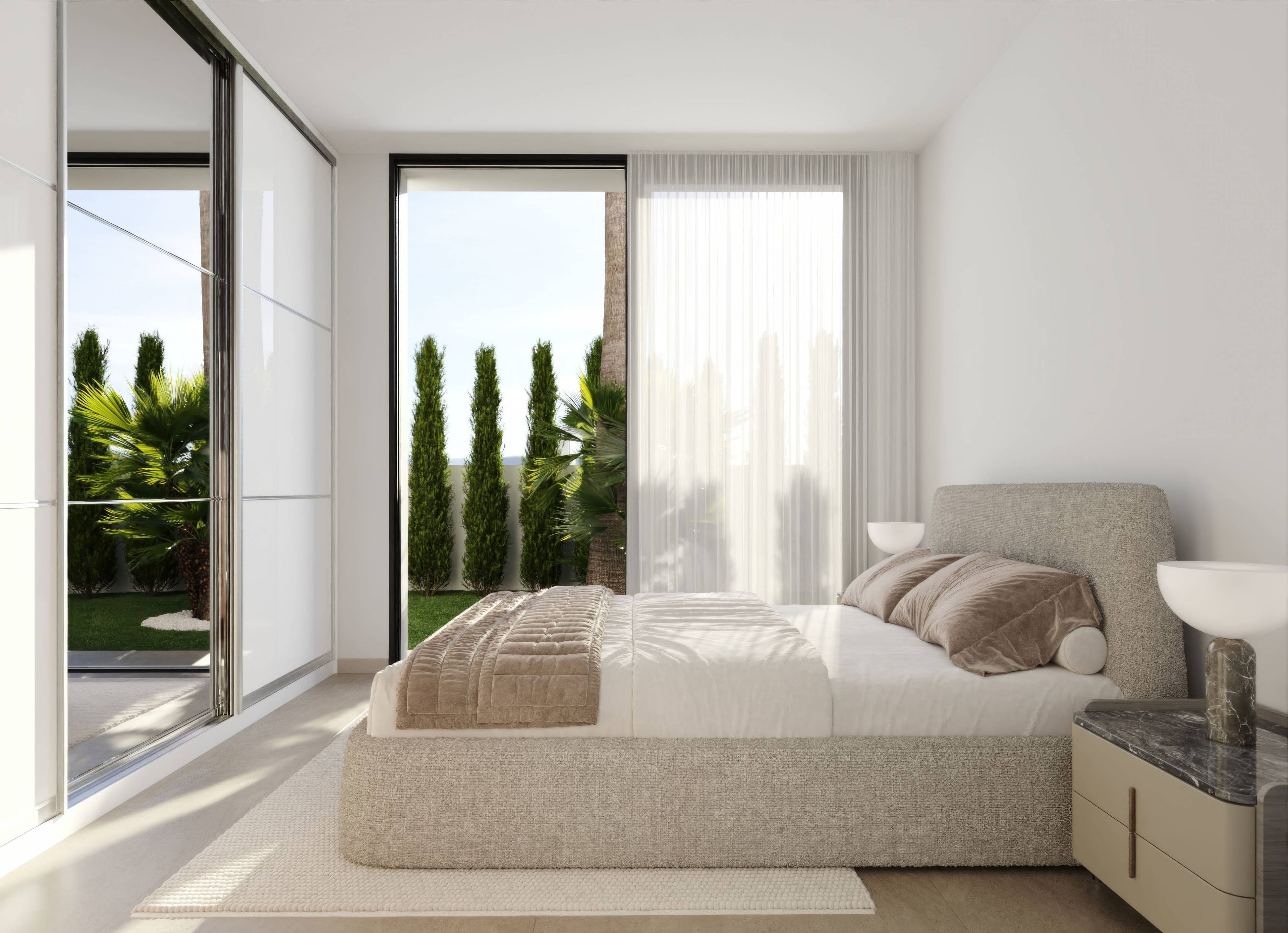Terrace area adjoining the living room of new-build villa, Finestrat Hills