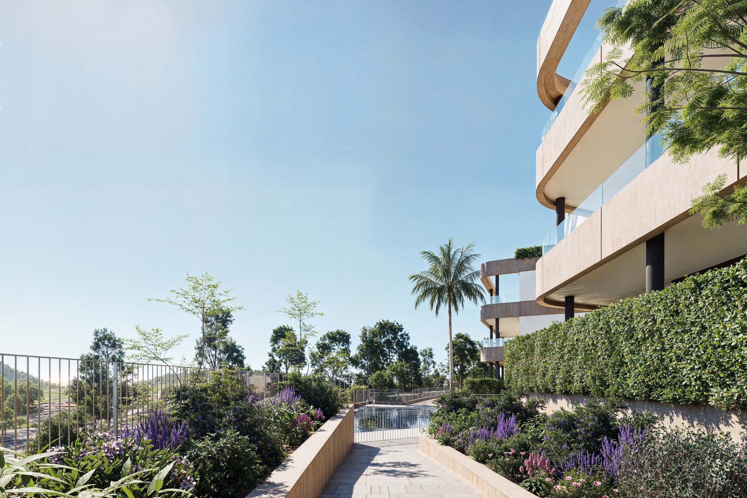 Balcony area in third-floor new-build apartment, Estepona Golf