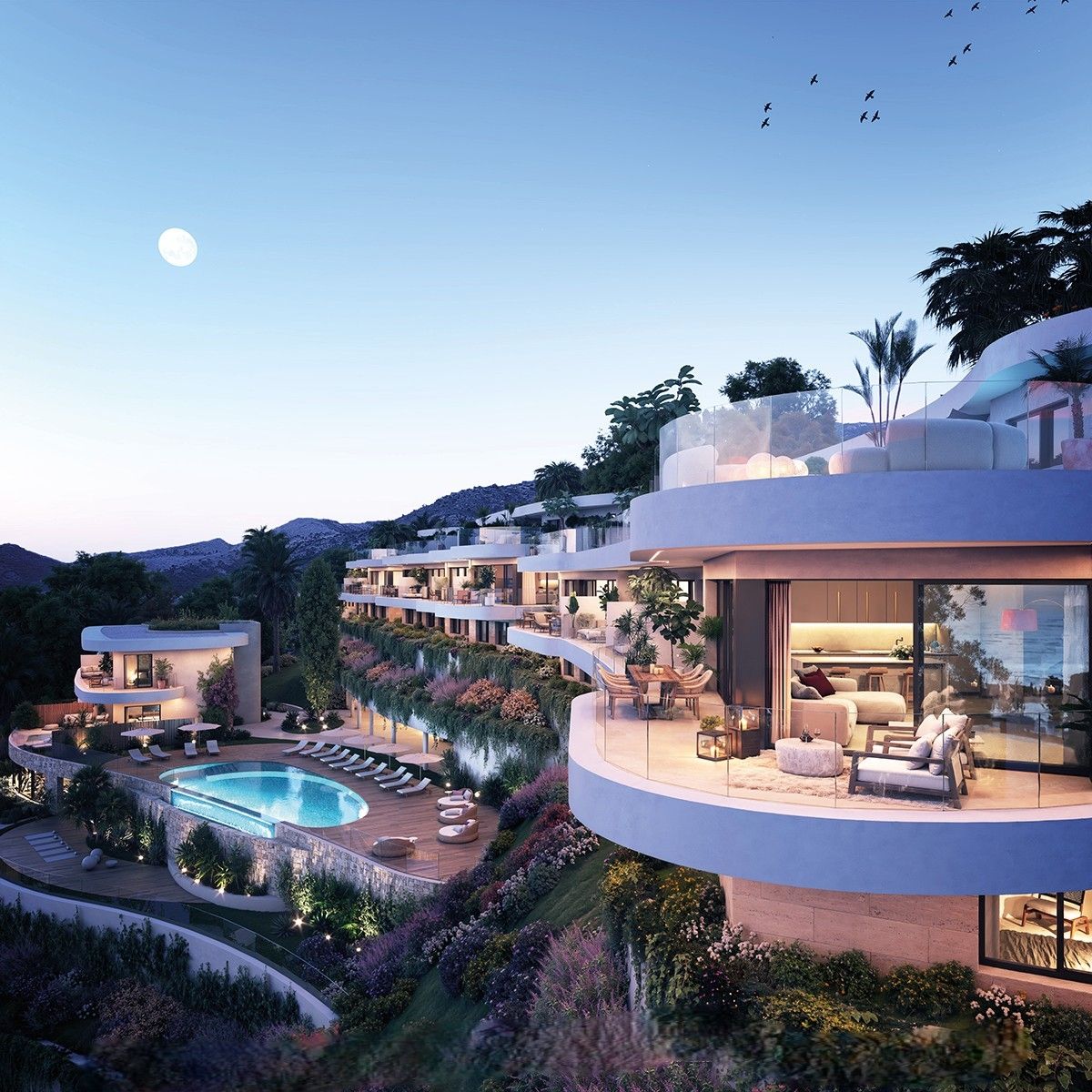 Communal landscaped gardens within El Higuerón development, Fuengirola