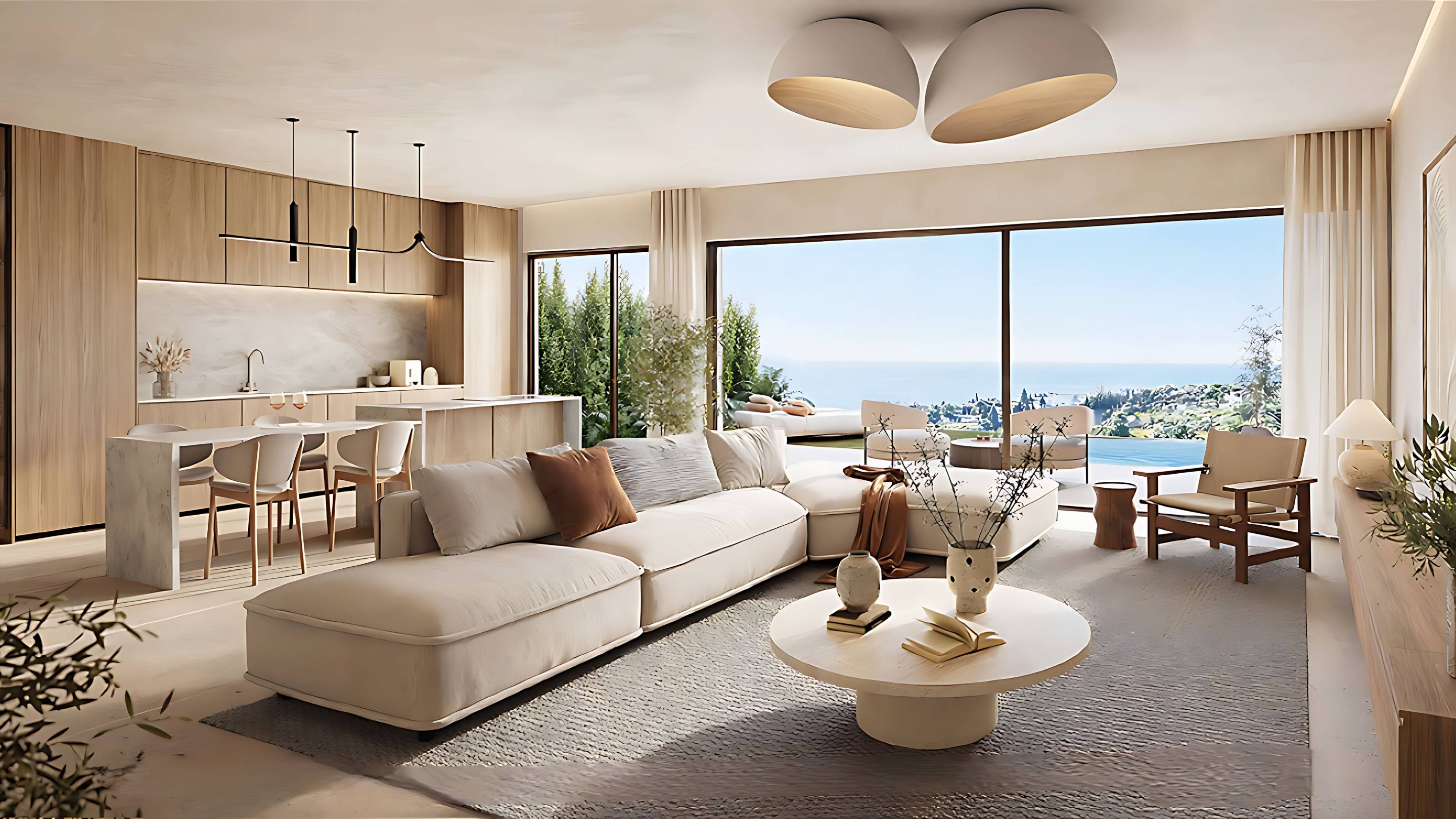 Pool terrace with paved surround in new-build townhouse, El Higuerón, Fuengirola
