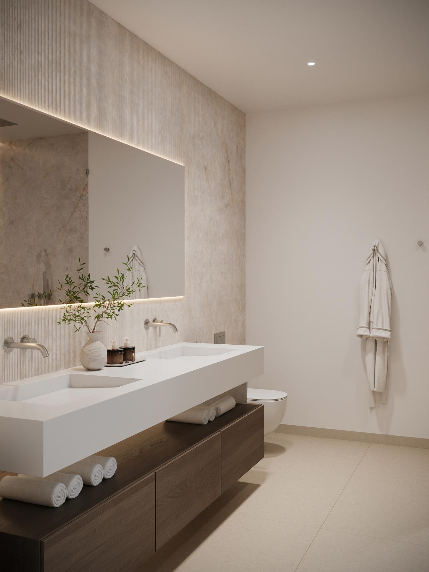 Bathroom with walk-in shower in new-build bungalow, San Pedro, Marbella