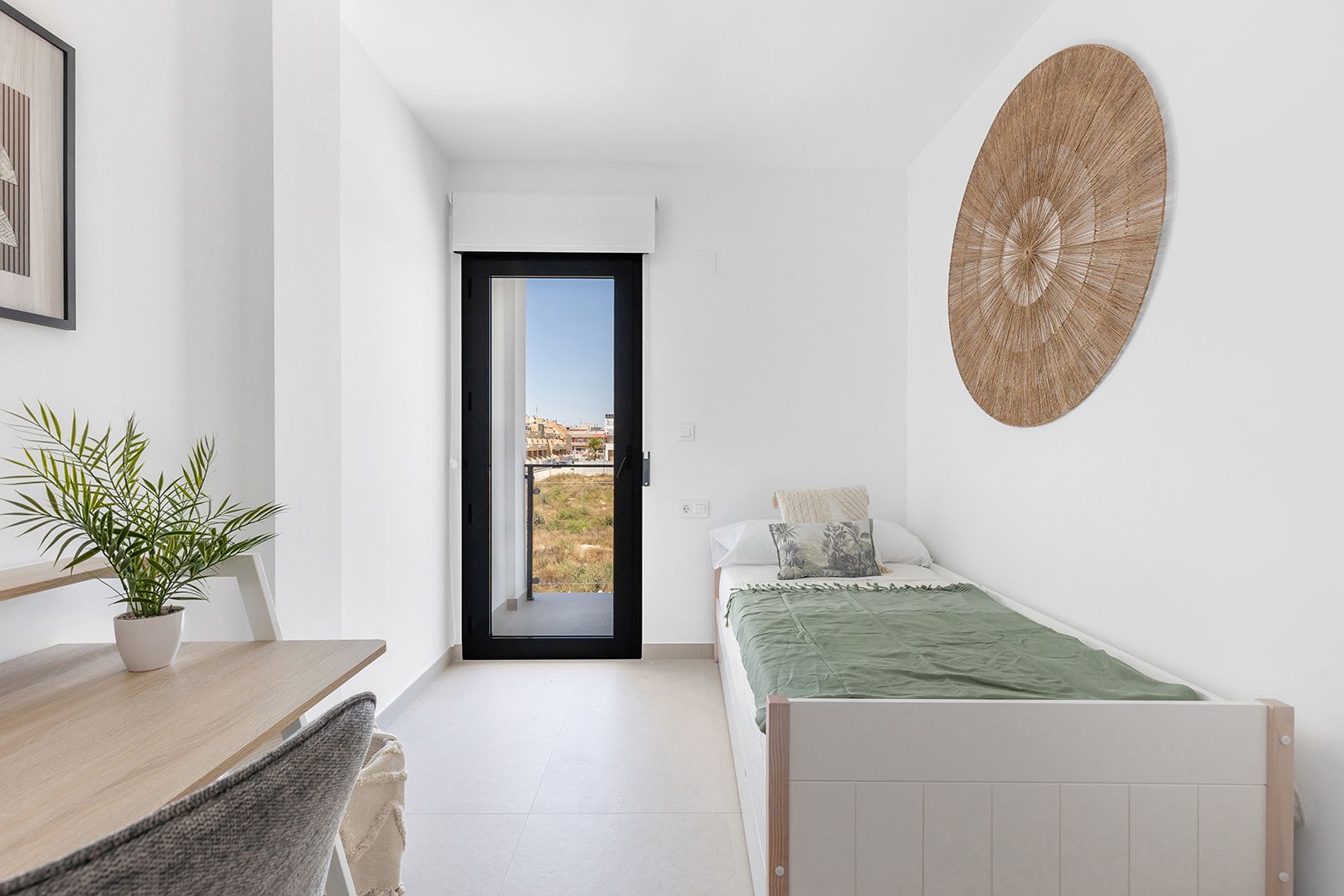 Bathroom with shower enclosure and tiling, new-build townhouse, Rafal