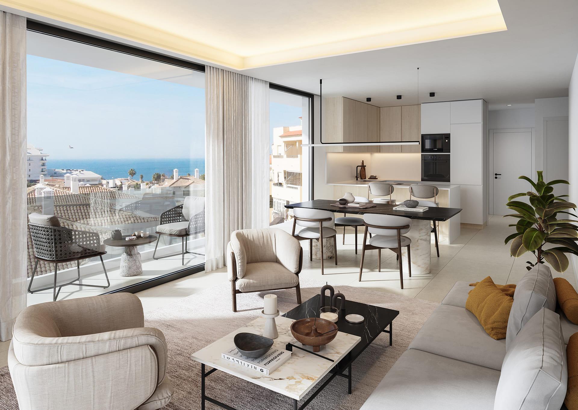 Terrace of top-floor penthouse in Torreblanca del Sol, Fuengirola