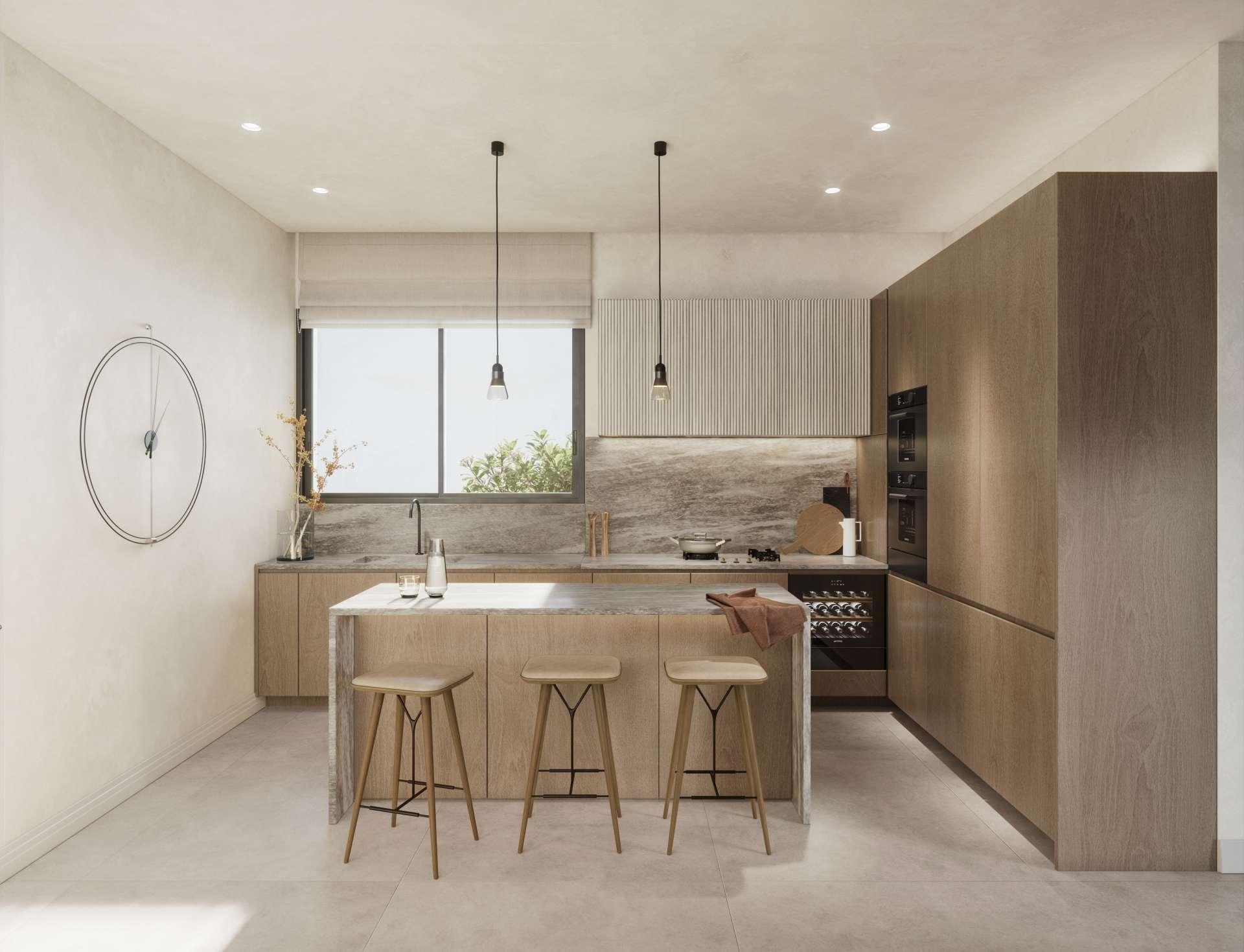 Bathroom with fitted vanity and tiling in 4-bedroom new-build apartment, Malagueta-Monte Sancha
