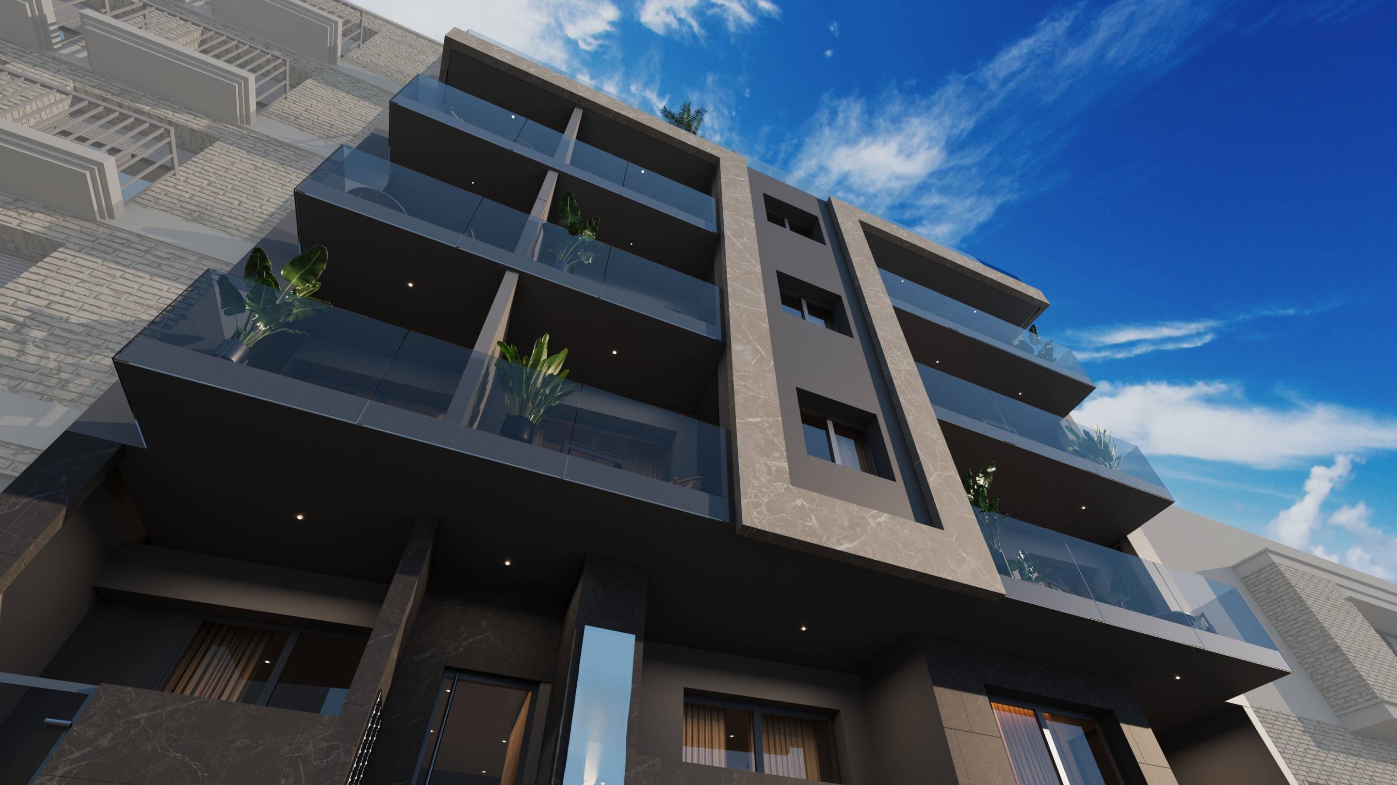 Lift lobby and communal entrance of new-build apartment building, Torrevieja