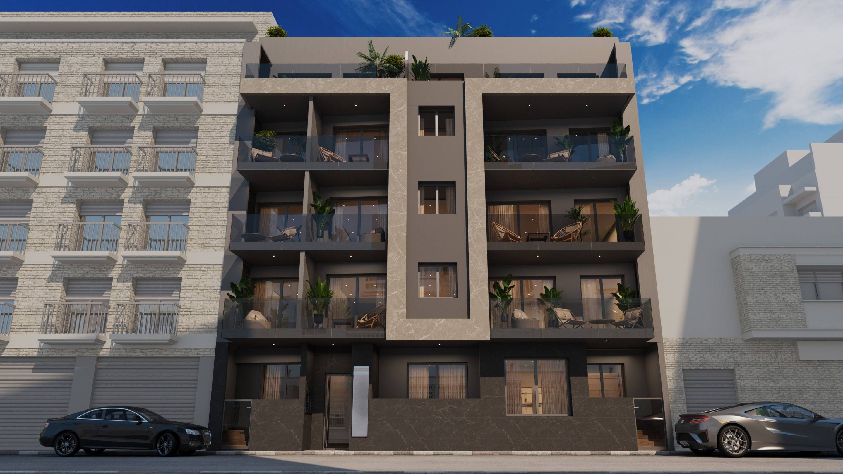 Open-plan living and dining area in 2-bedroom new-build apartment, Estación de Autobuses, Torrevieja