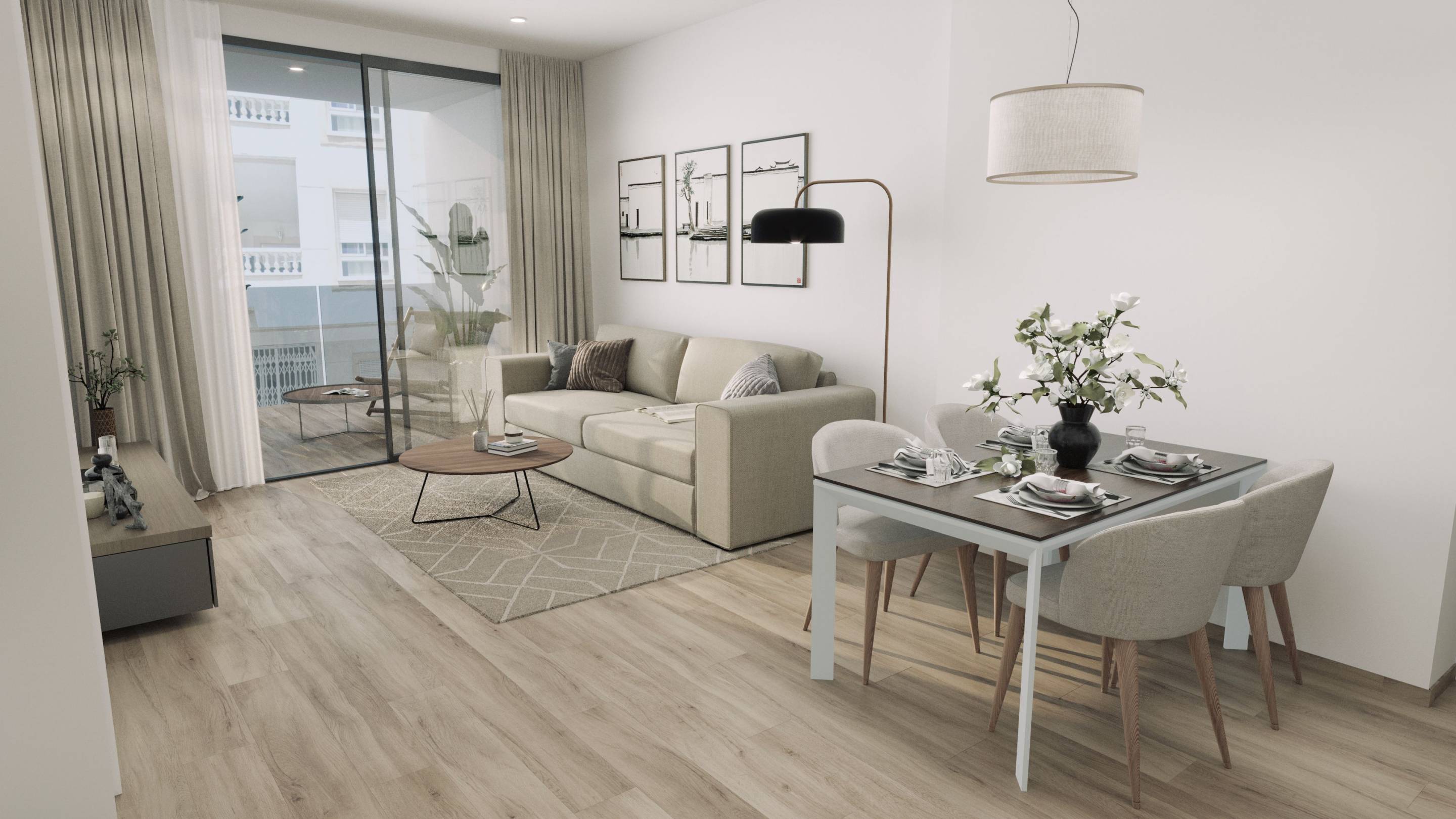 Open living space showing room proportions in 93m2 apartment, Estación de Autobuses, Torrevieja