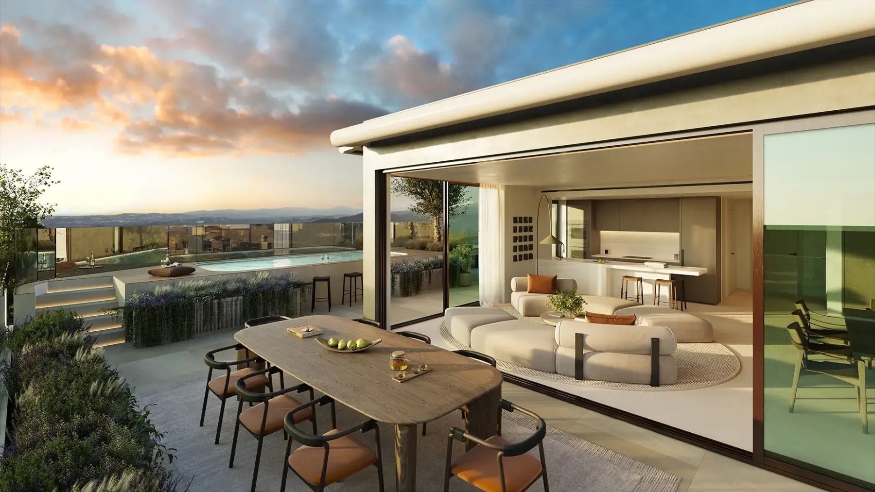 Roof terrace with open-sky views at new-build villa, El Higuerón, Fuengirola