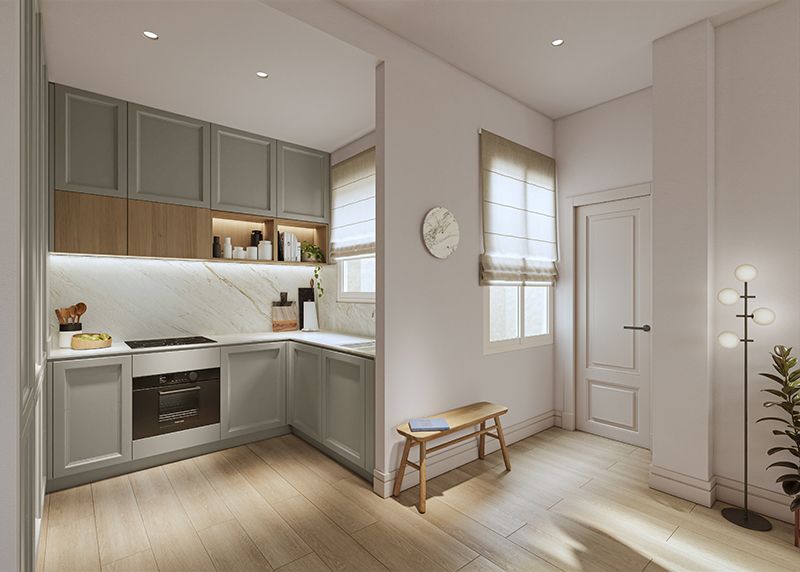 Fitted kitchen in 3-bedroom new-build apartment, Puerto Sol-Los Almendros, Málaga