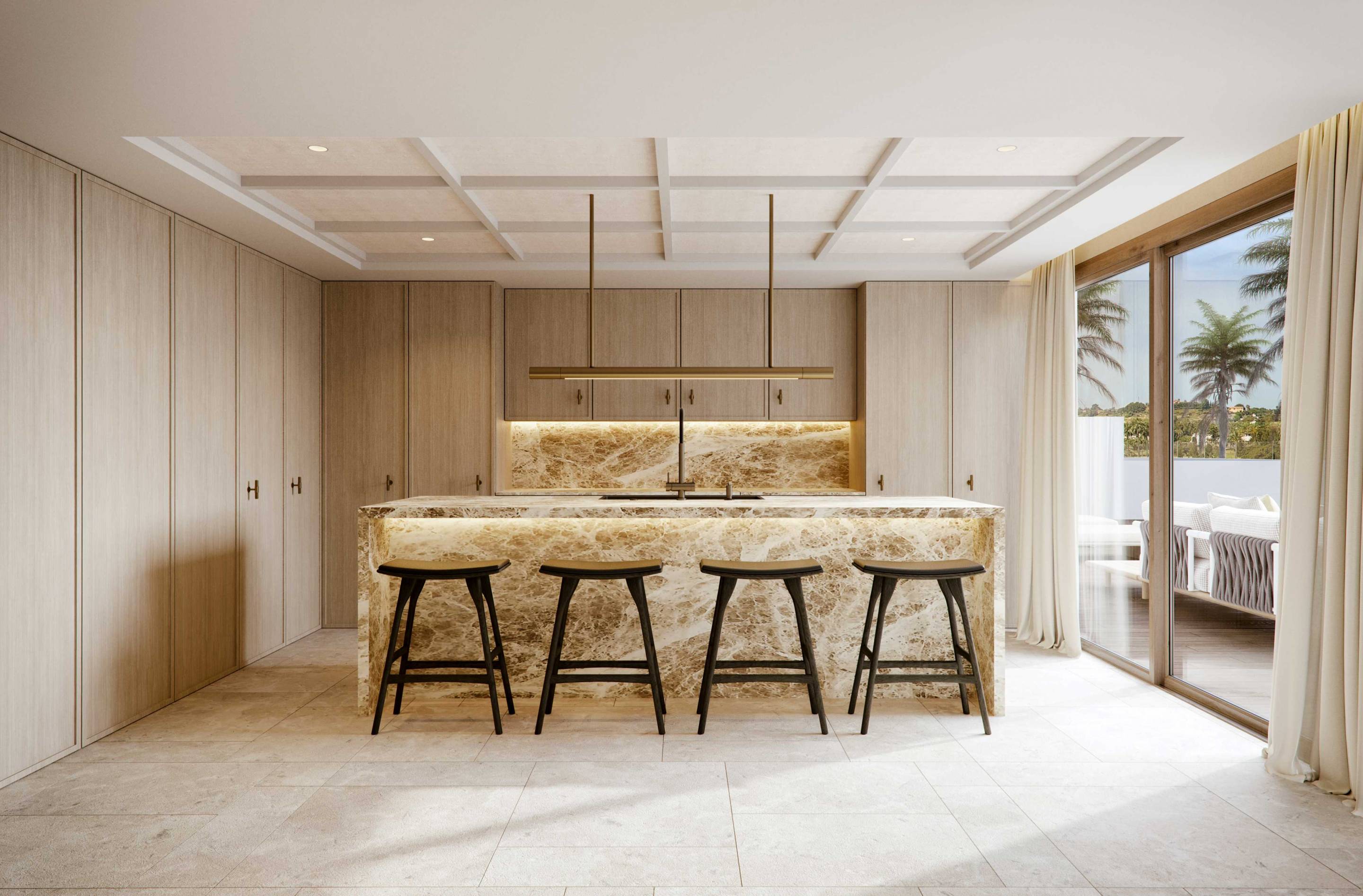 Covered terrace adjoining living area in 4-bedroom villa, Hacienda Elviria