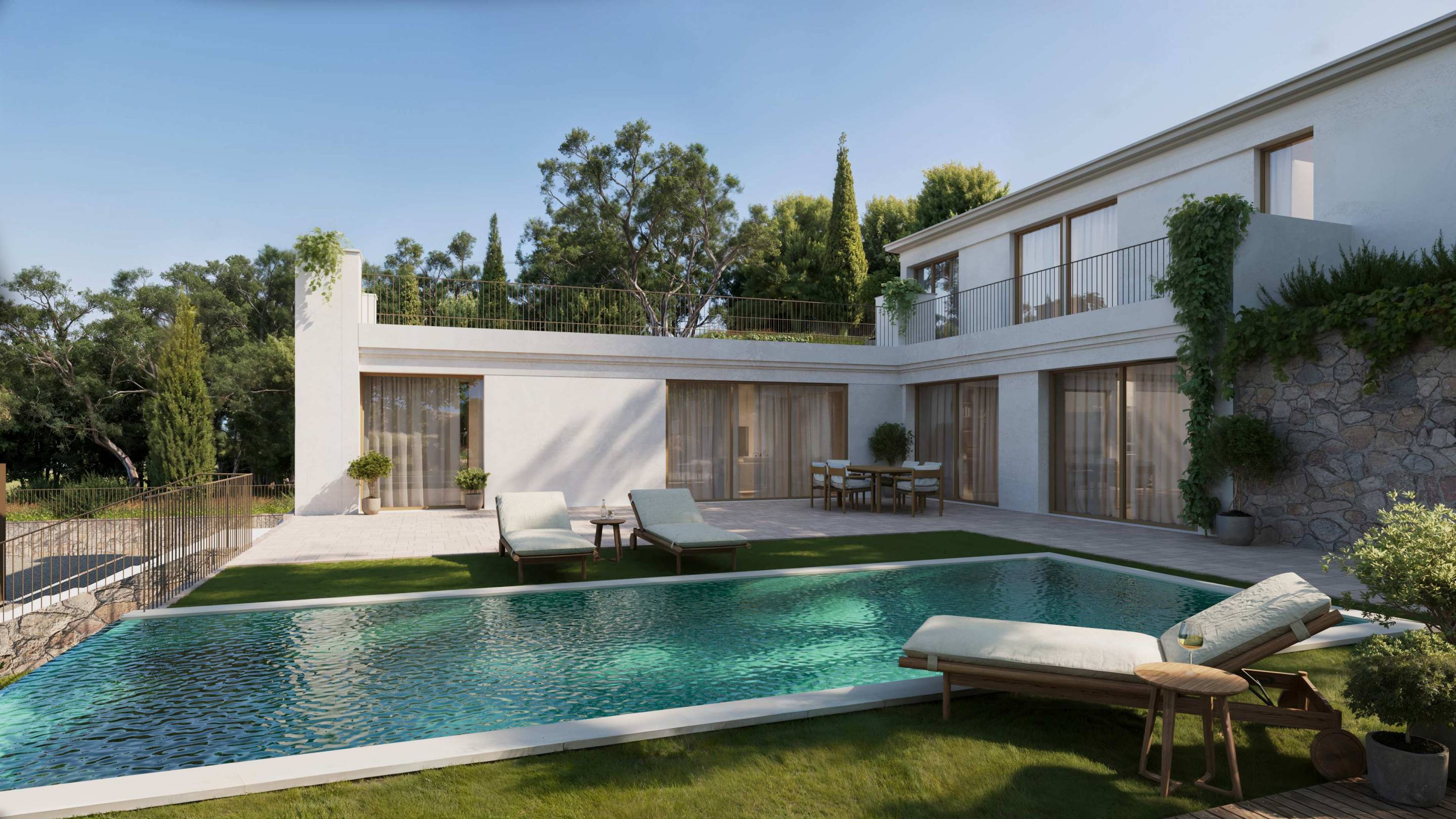 Street-facing view of new-build villa in Hacienda Elviria, Marbella