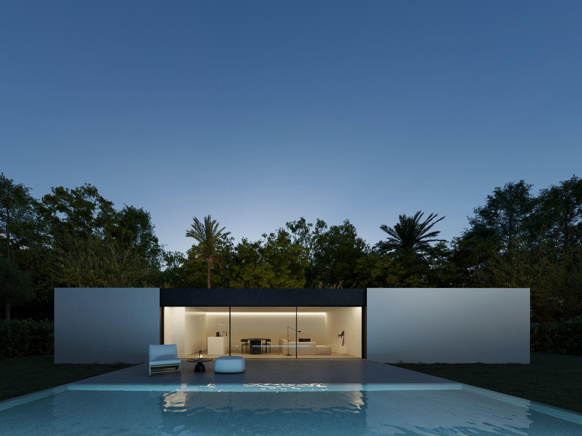 Street-level driveway and entrance approach, new-build villa, Zona Rincón Alto, Benidorm