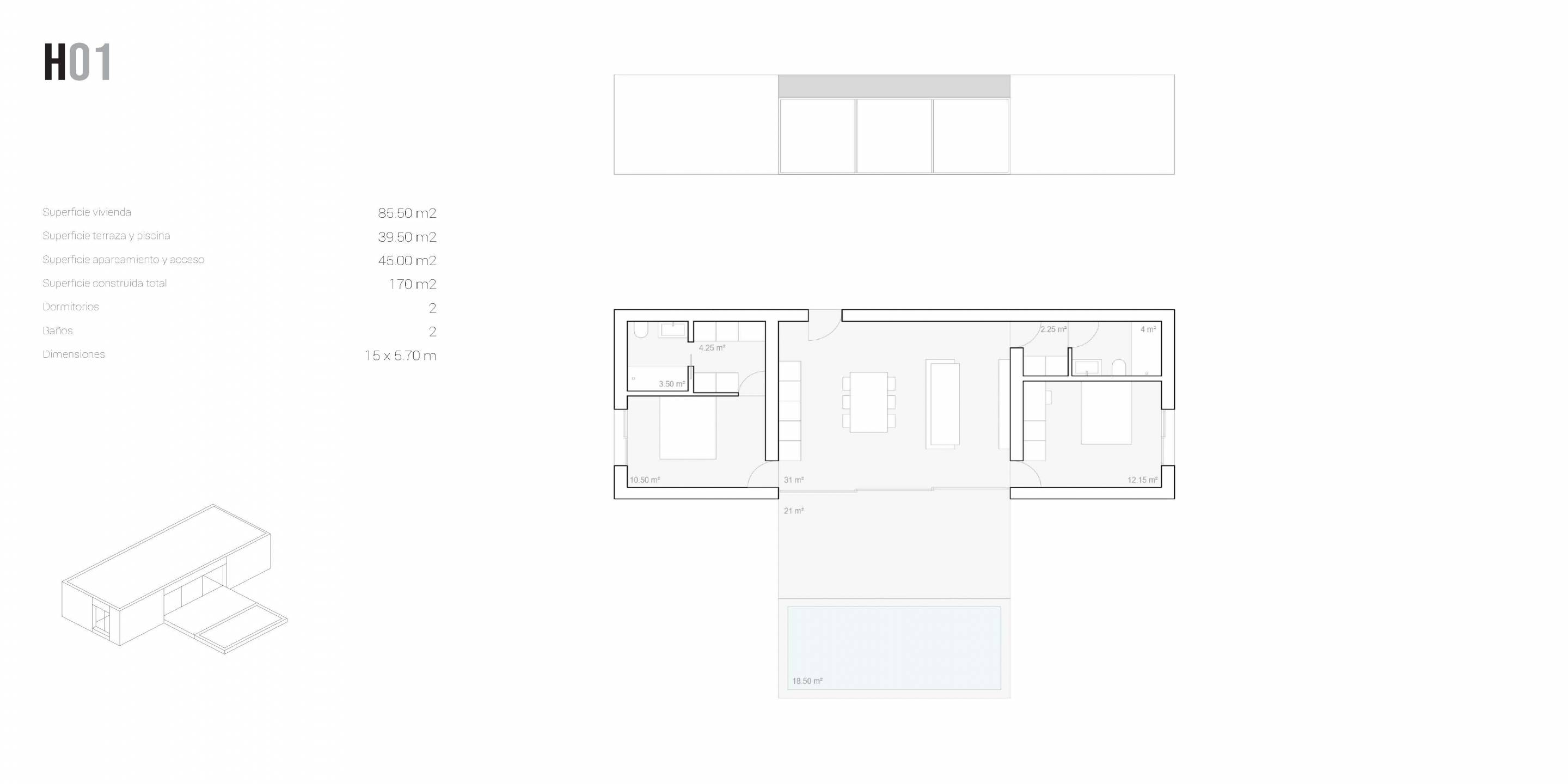 Floor plan of 205 m2 three-bedroom villa on 500 m2 plot, Zona Rincón Alto, Benidorm