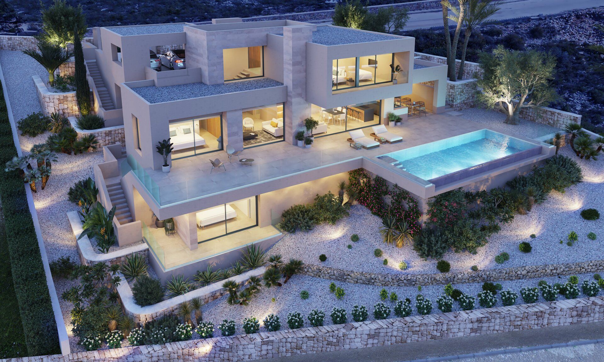 Roof-level solarium on new-build villa, Cumbre del Sol, Benitachell