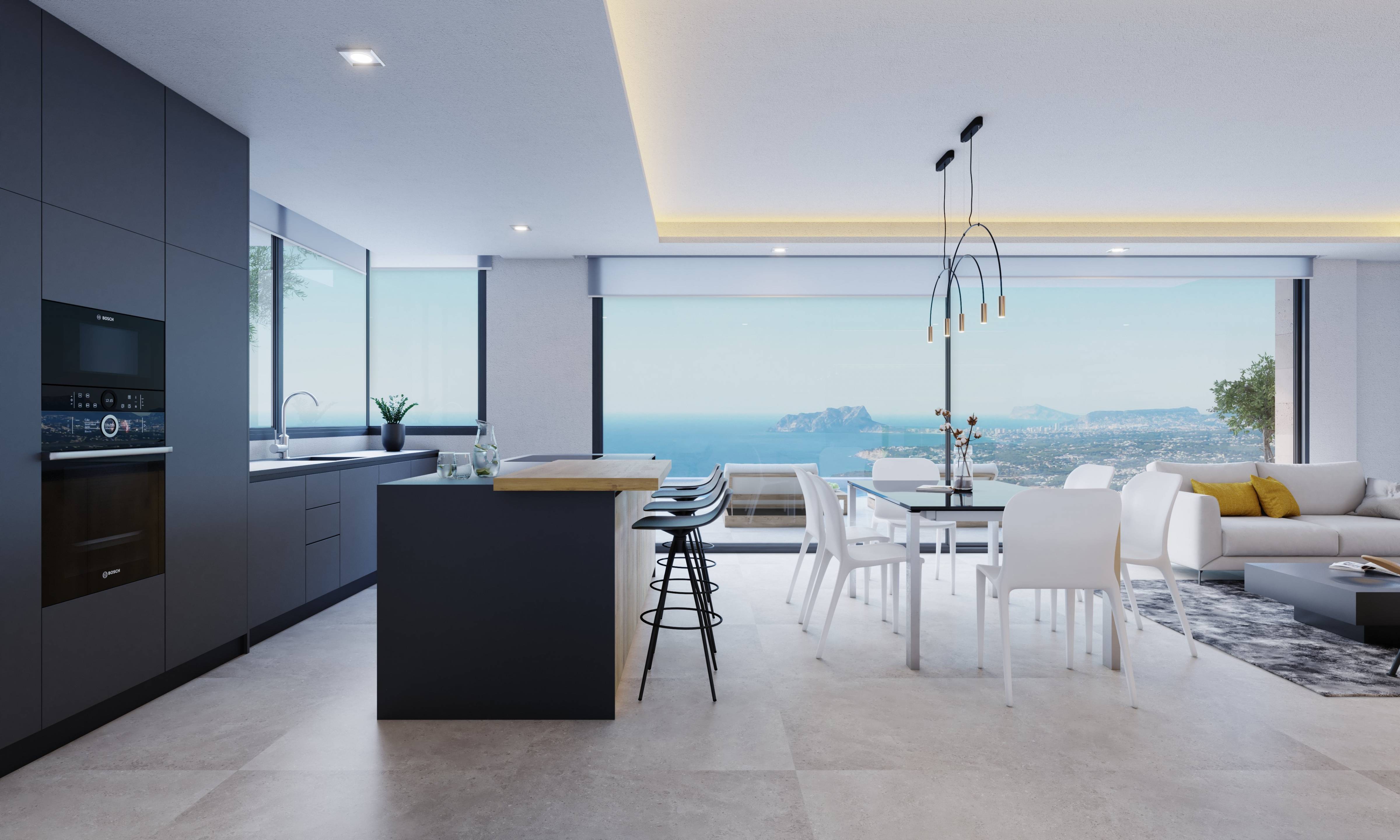 Fully fitted kitchen with modern appliances in new-build villa, Cumbre del Sol, Benitachell