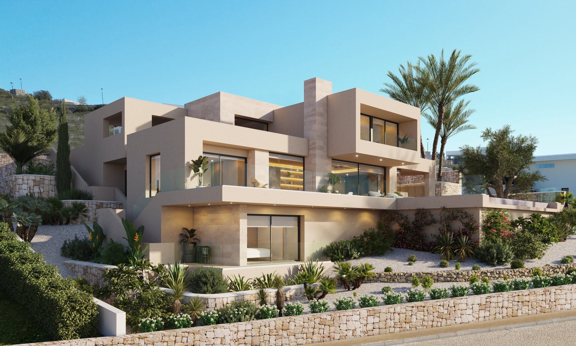 En-suite bathroom with contemporary fittings in new-build villa, Cumbre del Sol