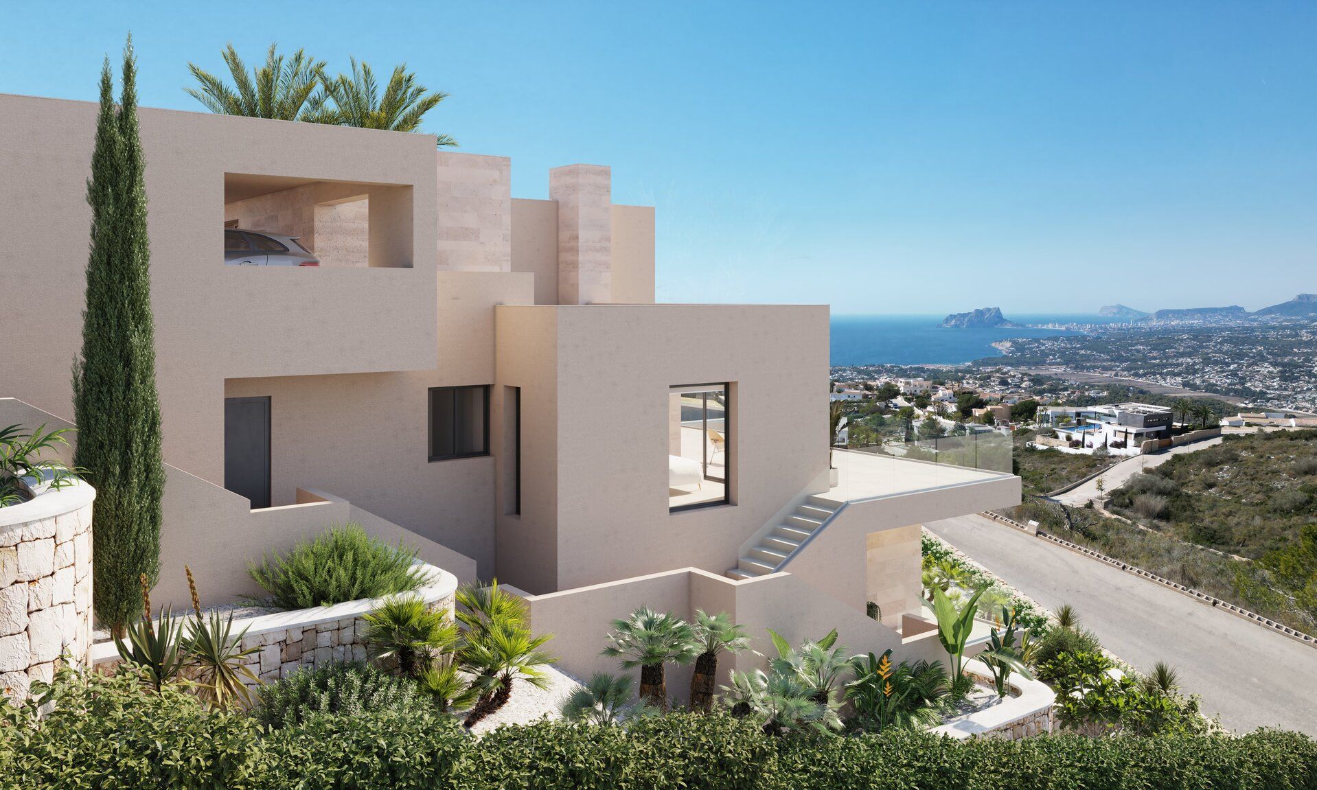 Private swimming pool and surrounding terrace, new-build villa, Cumbre del Sol