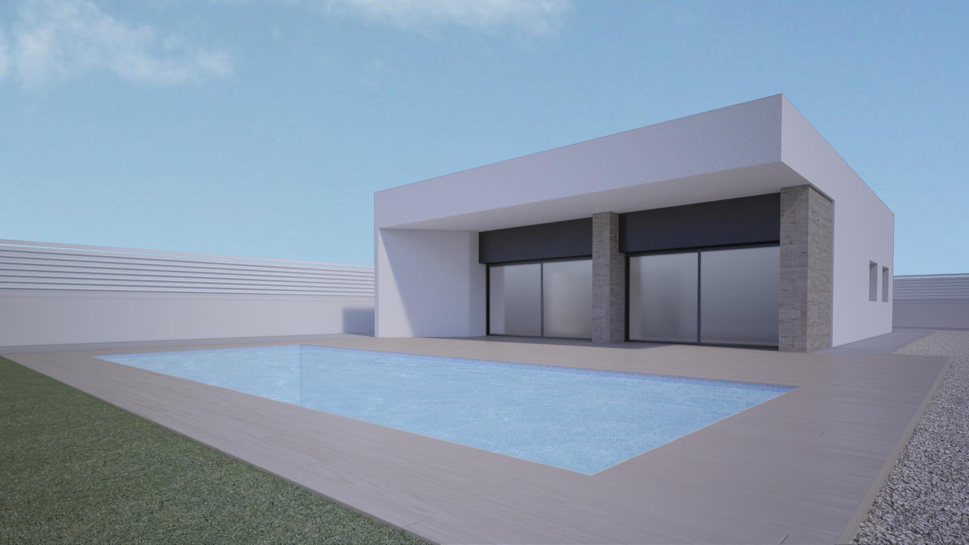 Villa for sale in Pedanías Oeste, Aspe Pedanias - exterior view of new-build single-storey property