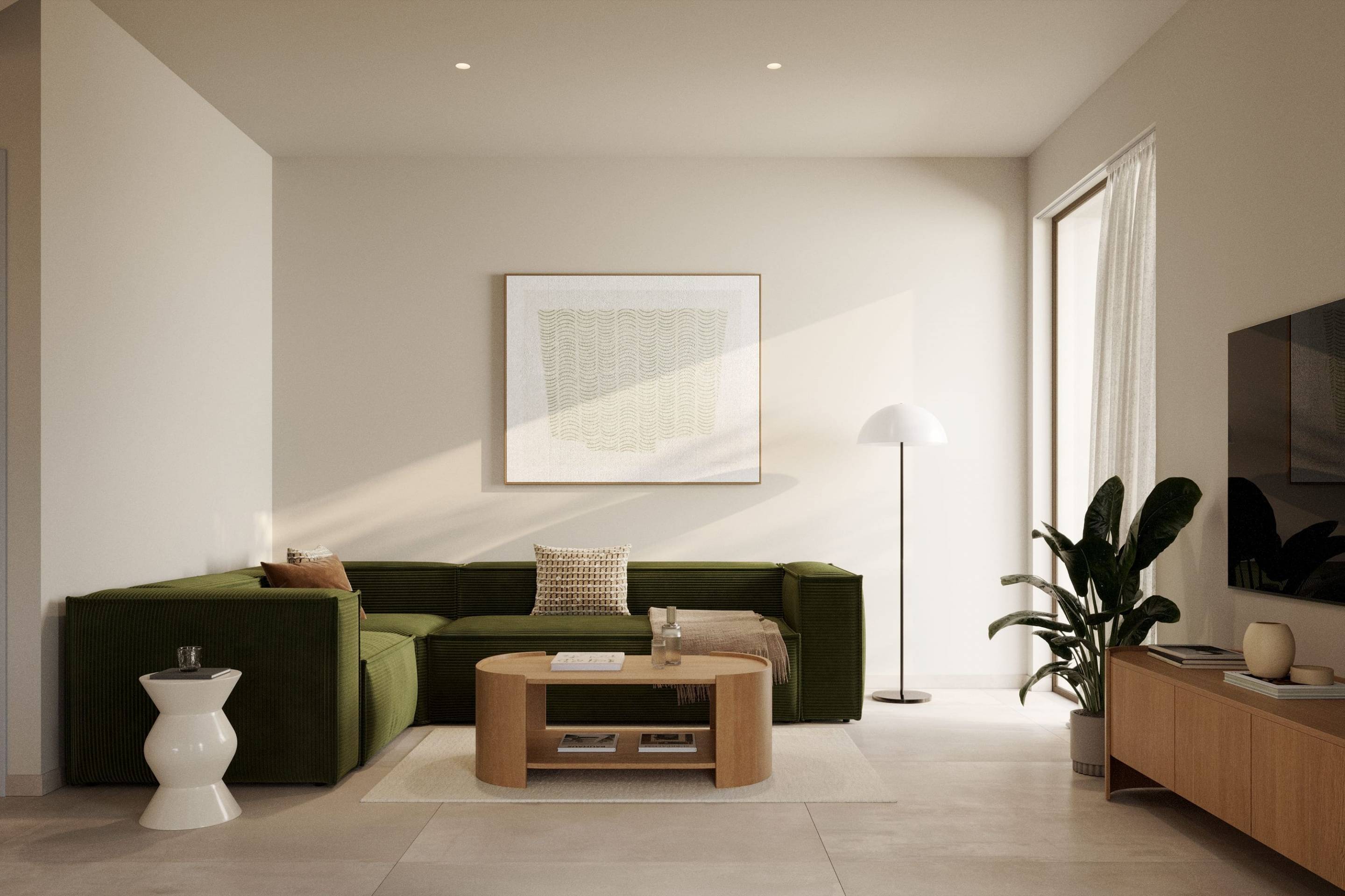 Side elevation of detached new-build villa on 382m² plot, Algorfa