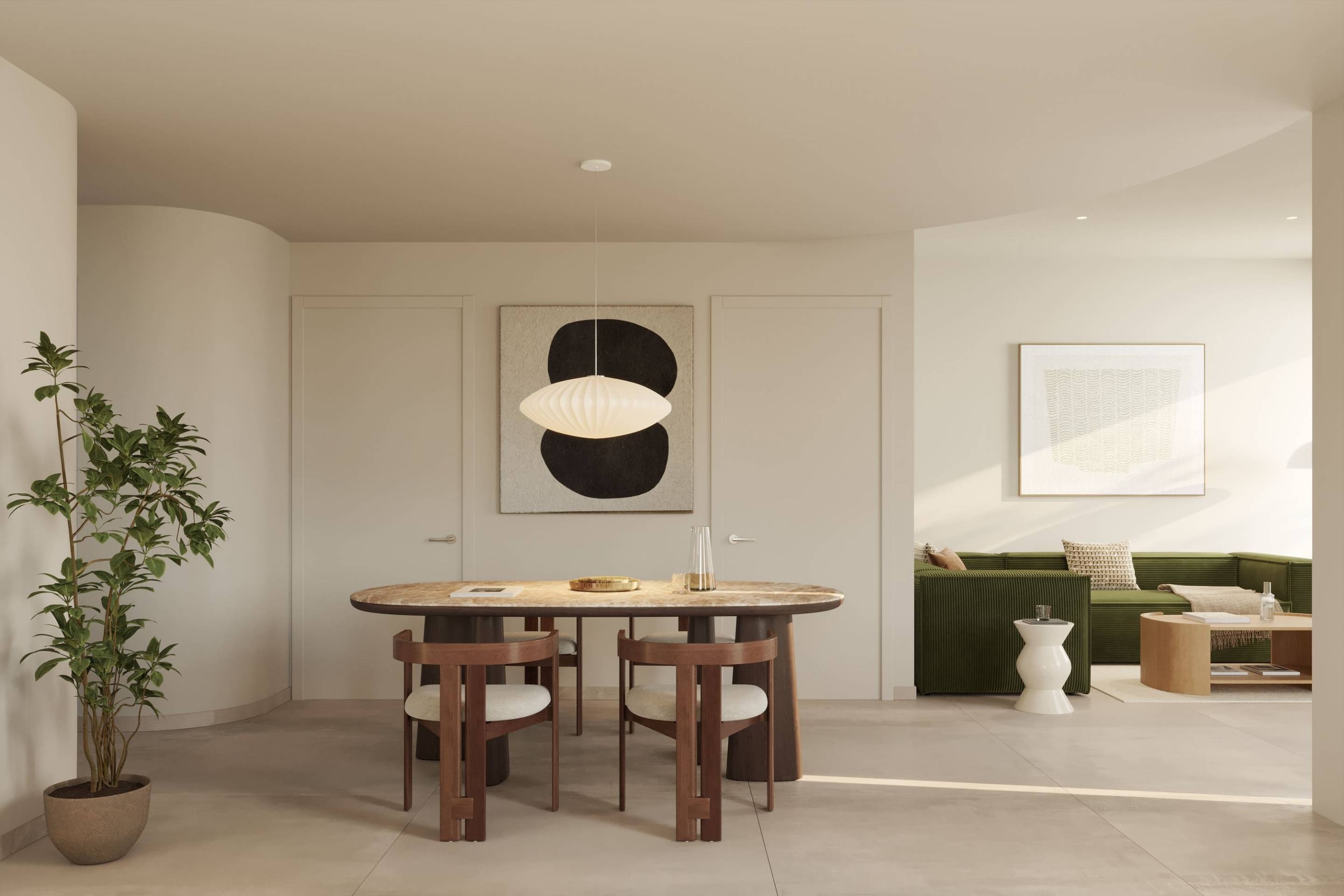 Open-plan kitchen and dining area in new-build villa, Algorfa