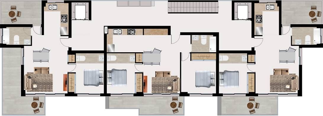Floor plan of 2-bedroom apartment at Seascape Resort, Finestrat