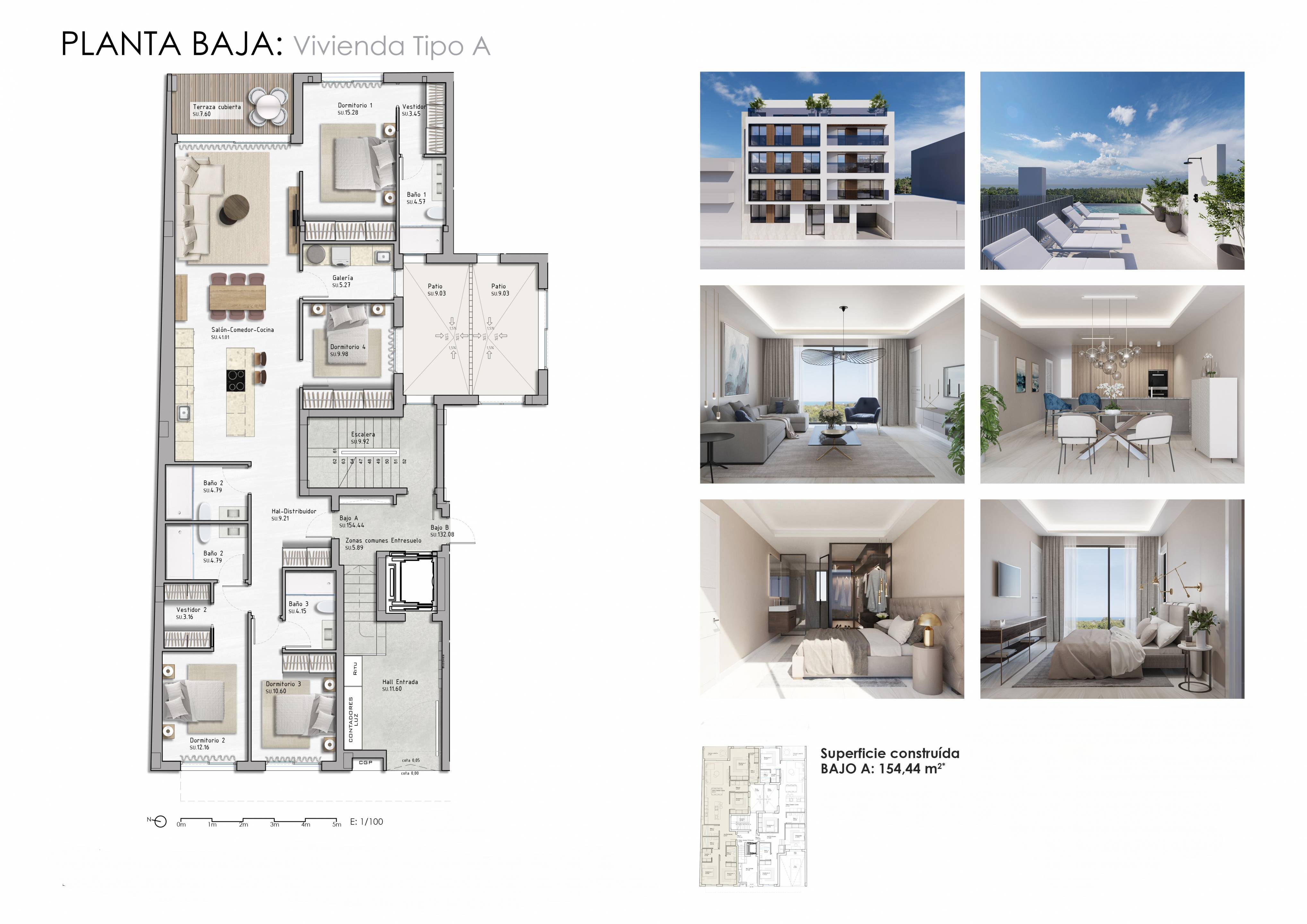 Floor plan of 3-bedroom apartment in Zona Pueblo, Guardamar Del Segura