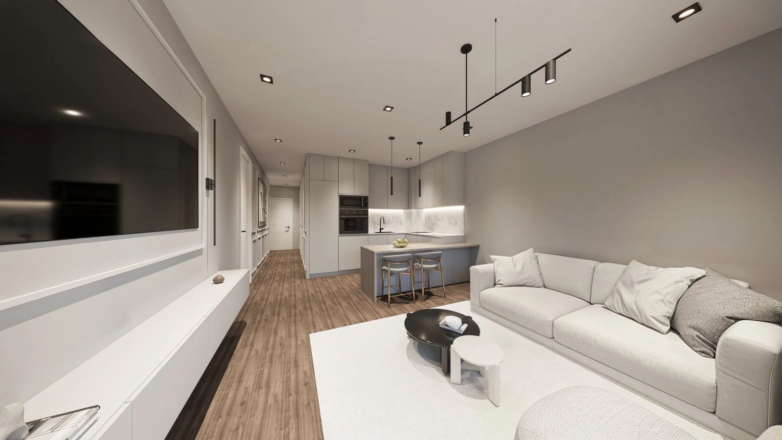 Interior corridor and lift lobby, new-build development, Las Cañadas, Mijas