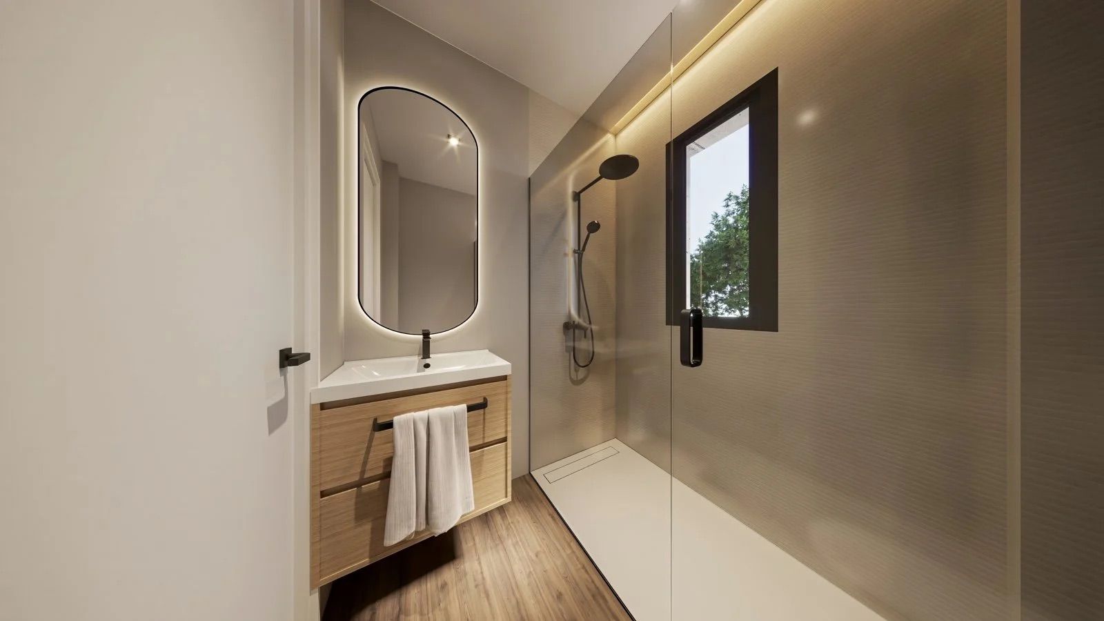 Main bedroom with window, new-build apartment, Las Cañadas, Mijas