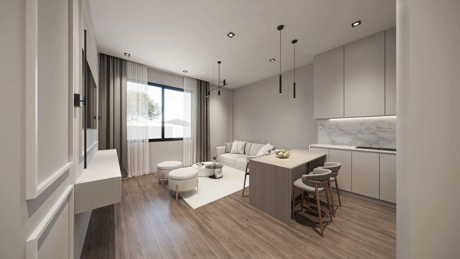 Second bathroom with sanitary ware and tiling, new-build apartment, Las Cañadas