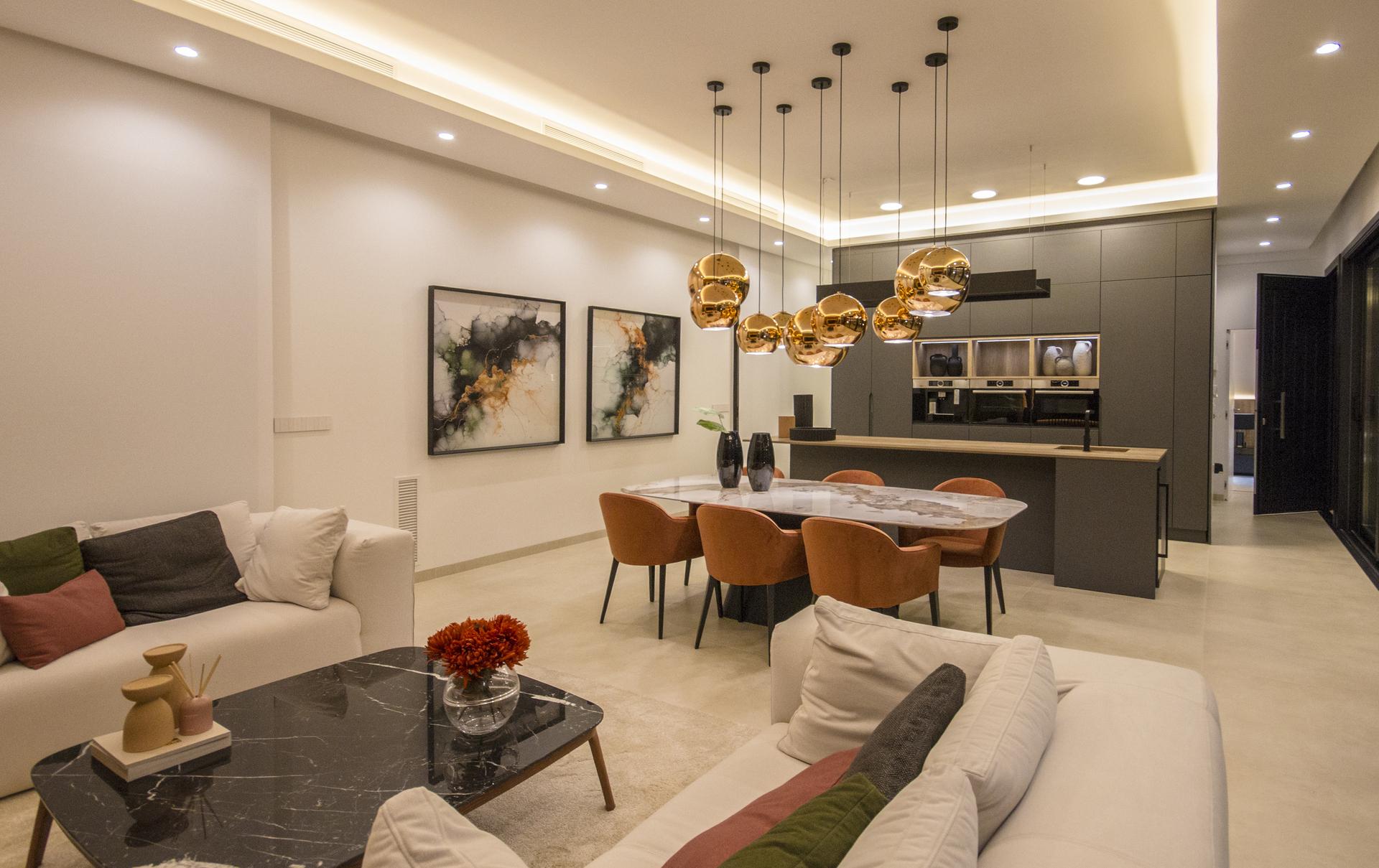 Open living space with floor-to-ceiling glazing, La Marquesa villa, Rojales