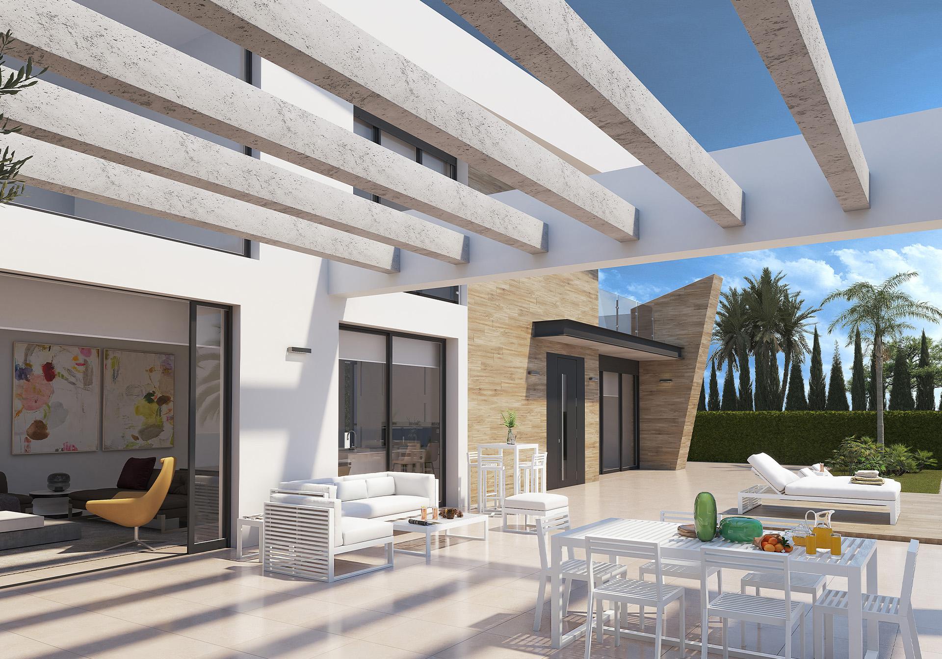Kitchen island and breakfast bar area, new-build villa in La Marquesa, Rojales
