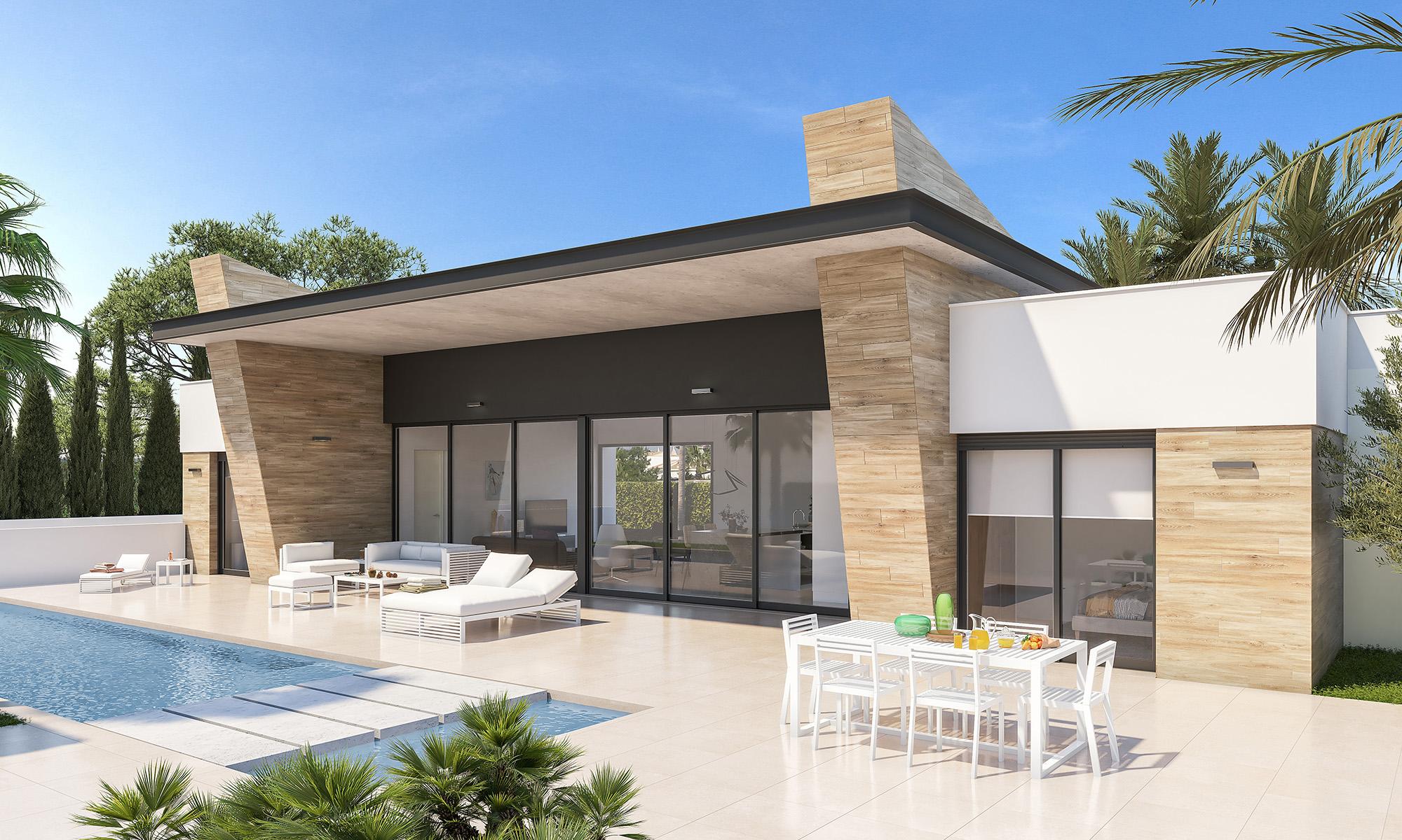 Landscaped front garden, new-build villa in La Marquesa, Rojales