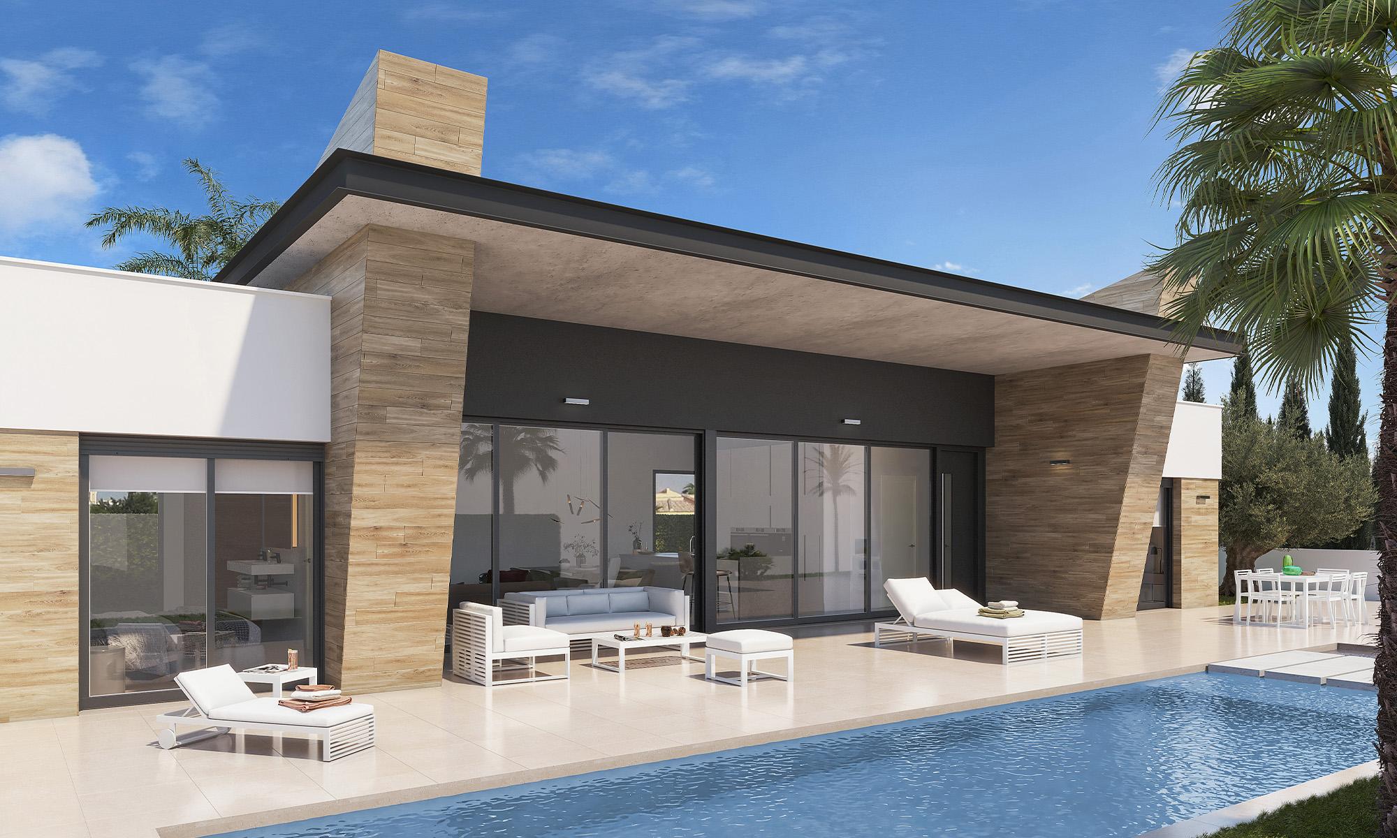Solarium surface and roofline, new-build villa in La Marquesa, Rojales