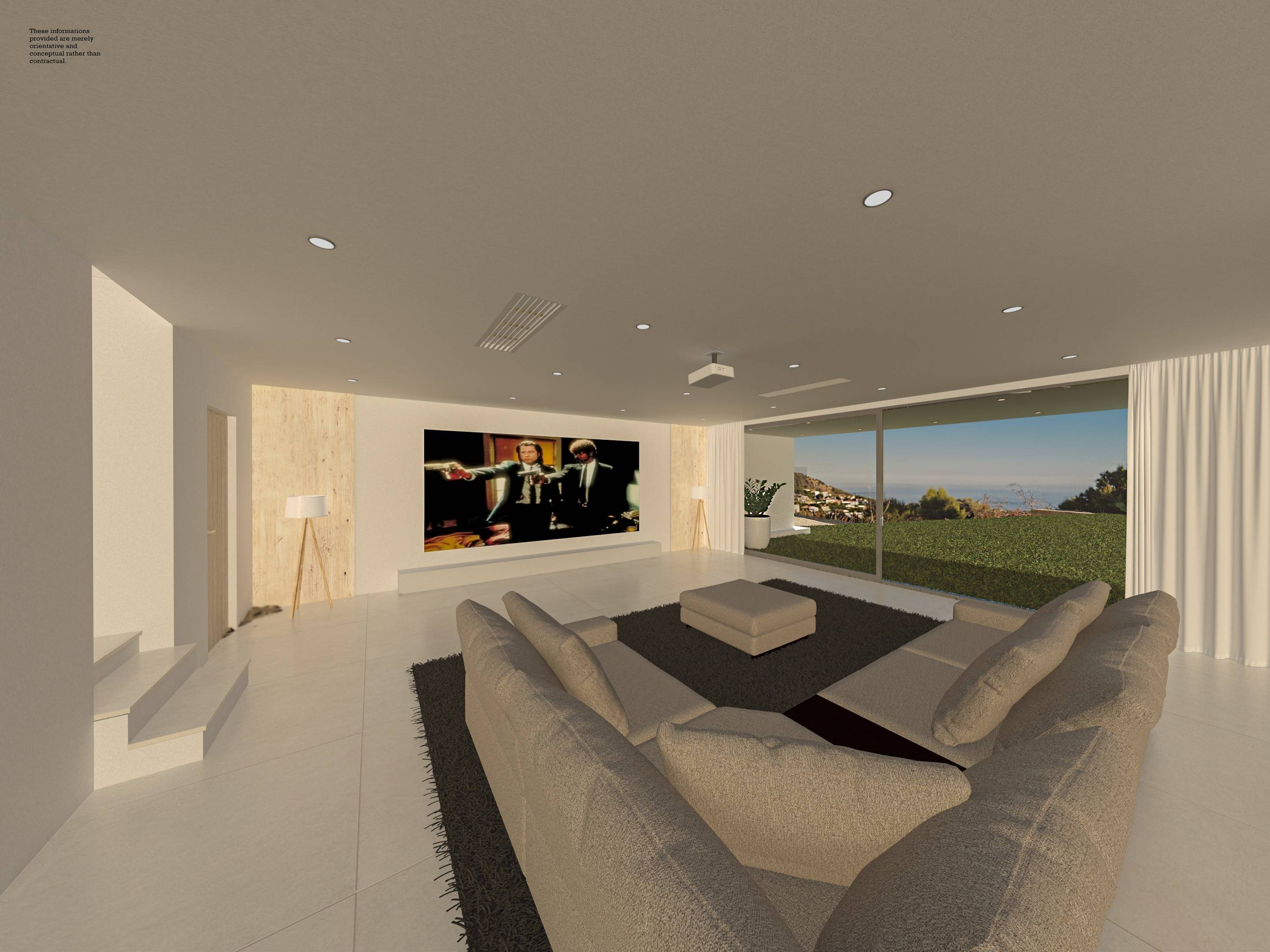 Dining area in 5-bedroom new-build villa, Mijas Pueblo, adjoining living space with glazed doors