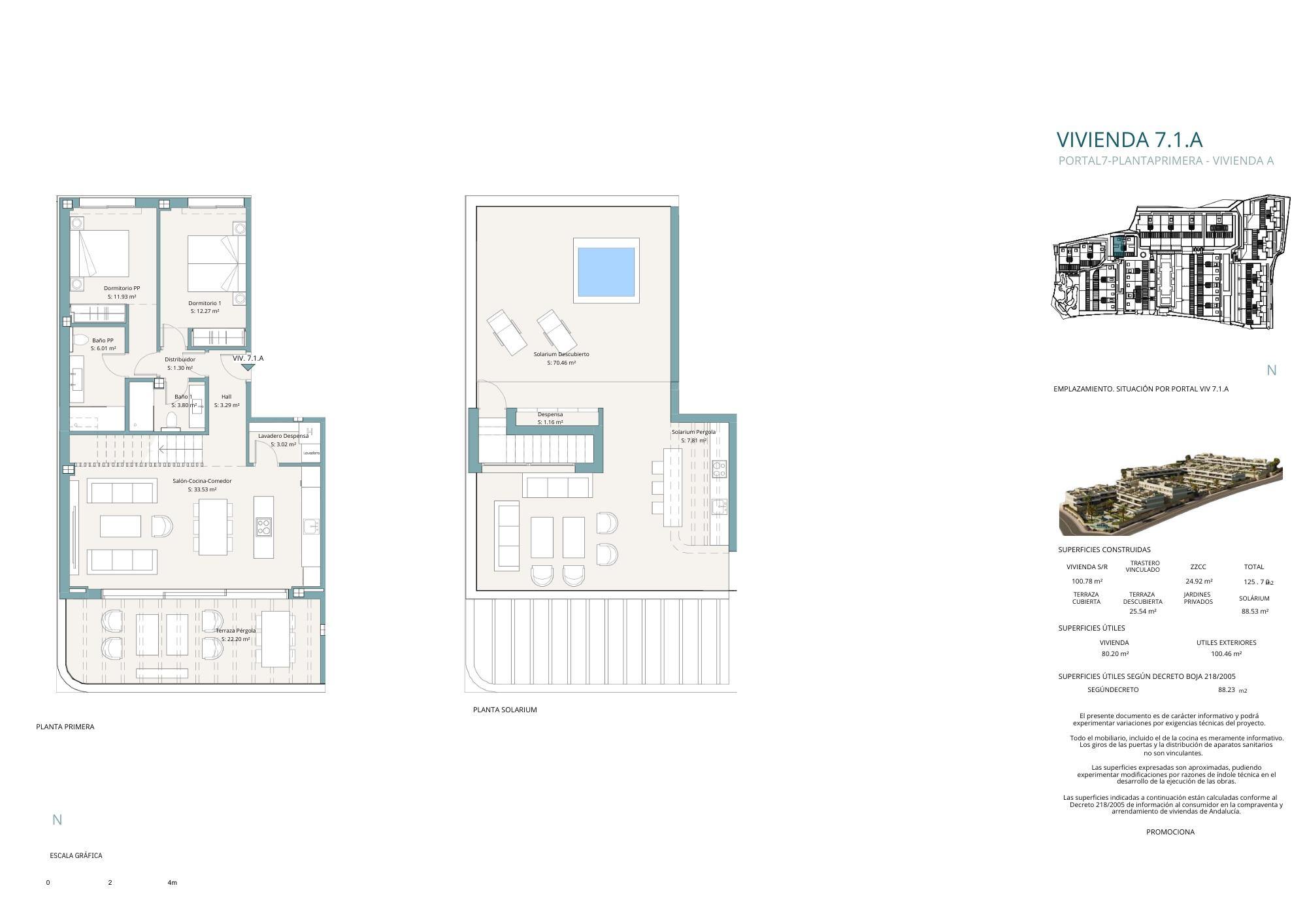 Floor plan of 2-bedroom first-floor apartment, Estepona, ref 23201709-03