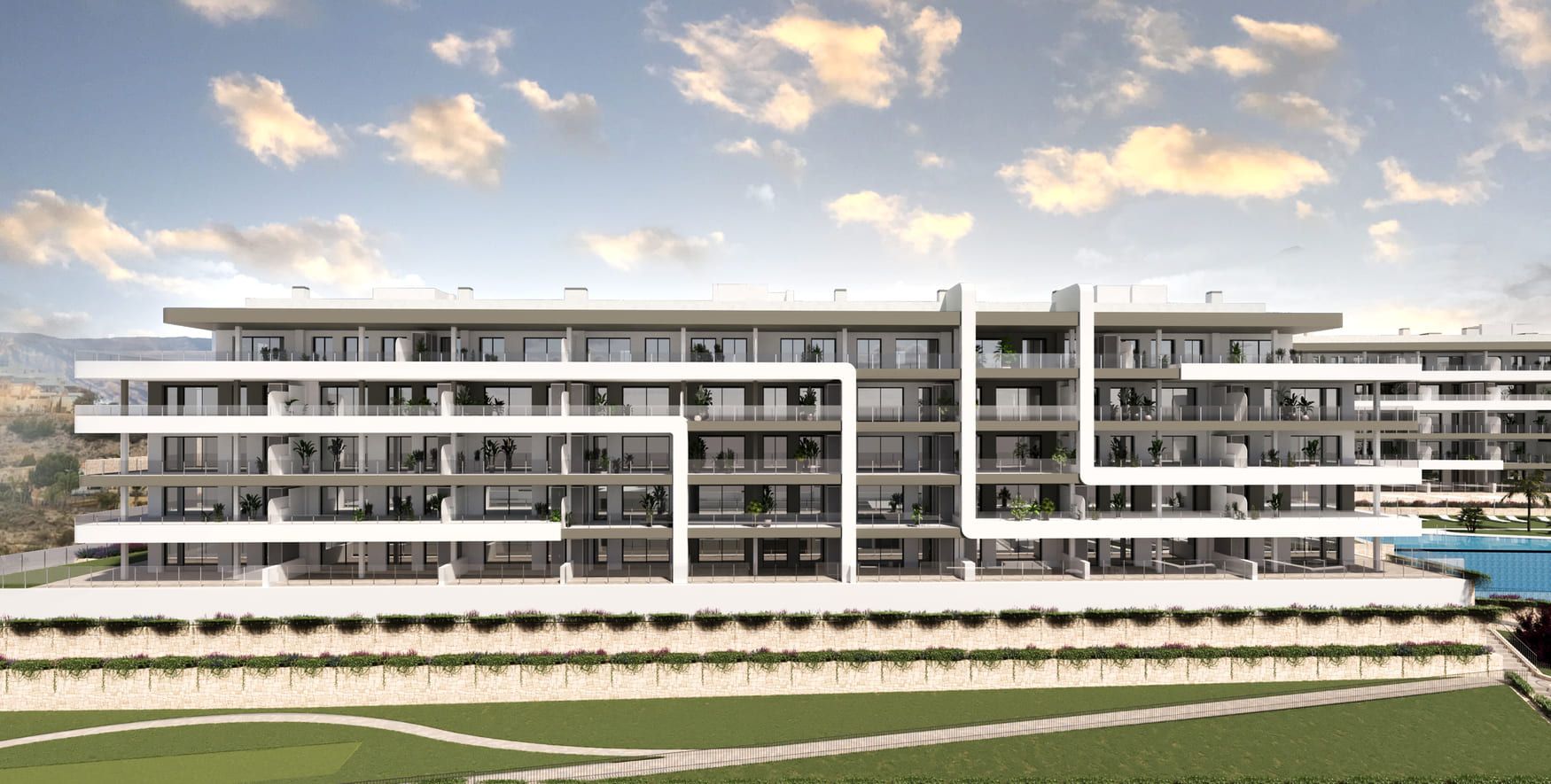 Street-level view of new-build development, Bonalba-Cotoveta, Mutxamel