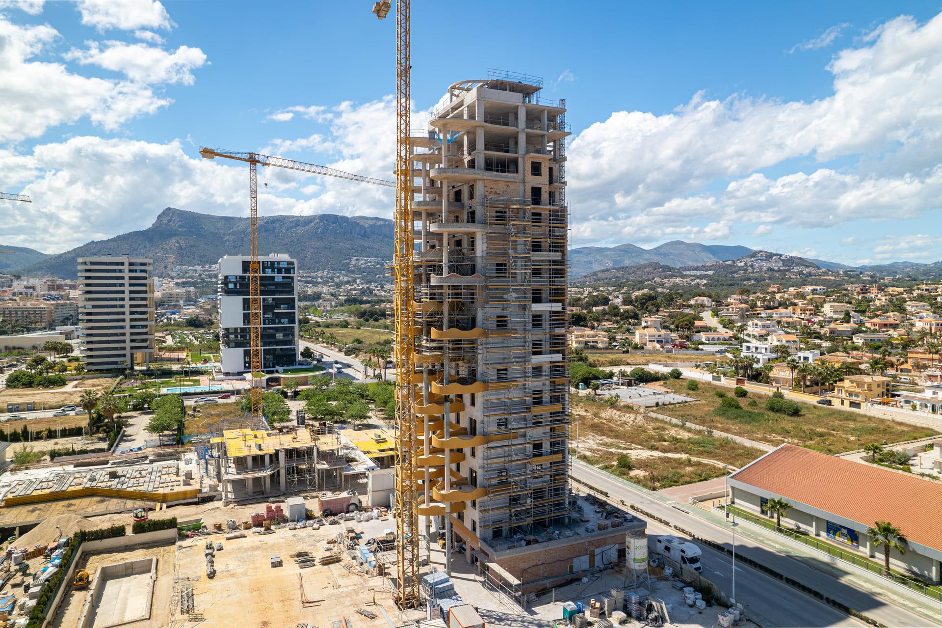 Lift lobby inside new-build apartment building, Calpe Town