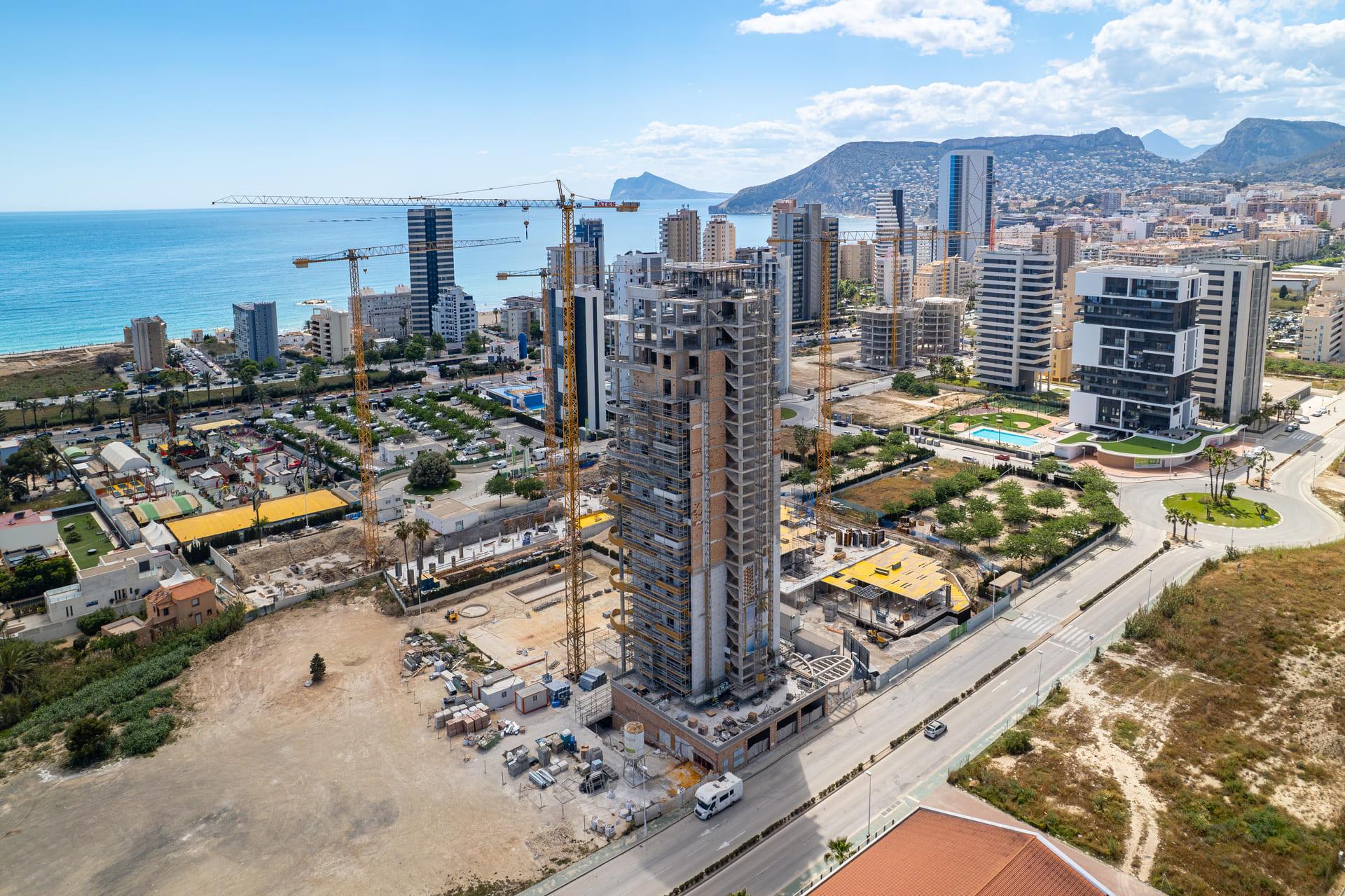 Exterior facade of new-build residential building, Calpe Town